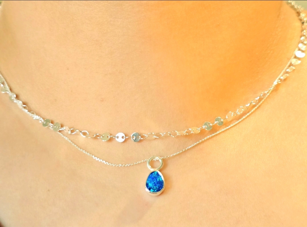 Natural Australian Opal Pendant 925 sterling silver, Opal Doublet 7 thumbnail 5