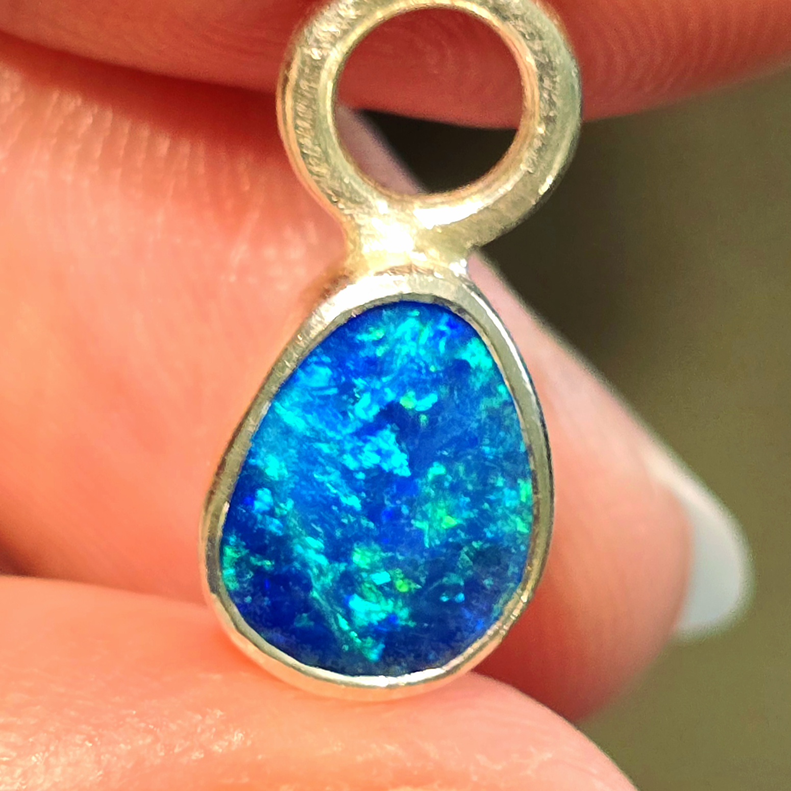 Natural Australian Opal Pendant 925 sterling silver, Opal Doublet 7