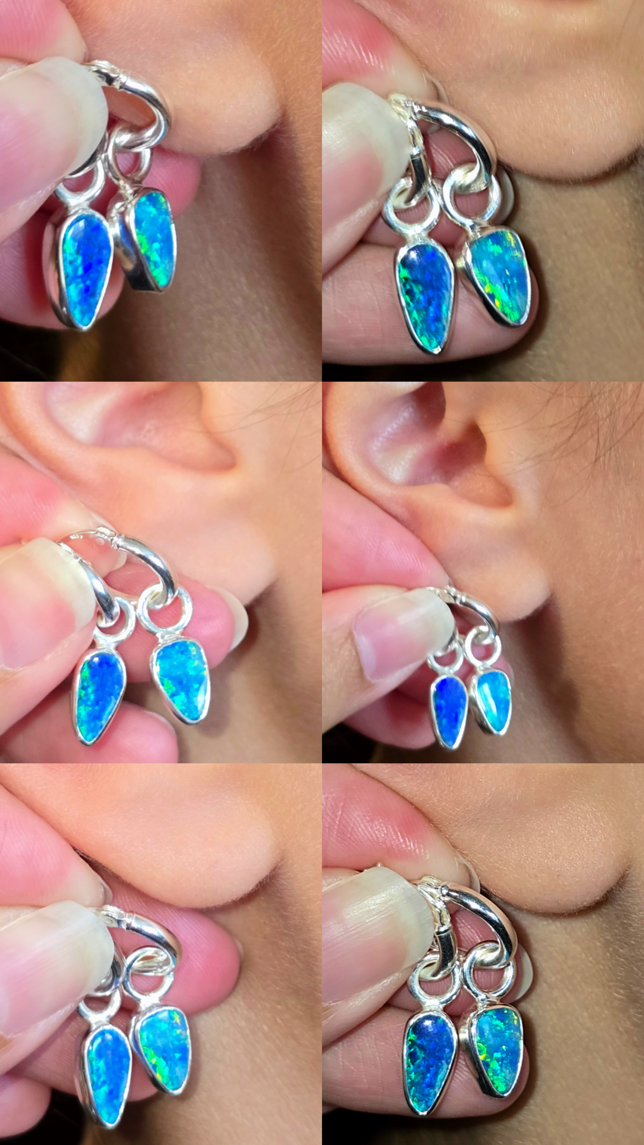 Natural Australian Opal Hoops 925 sterling silver 2 thumbnail 4