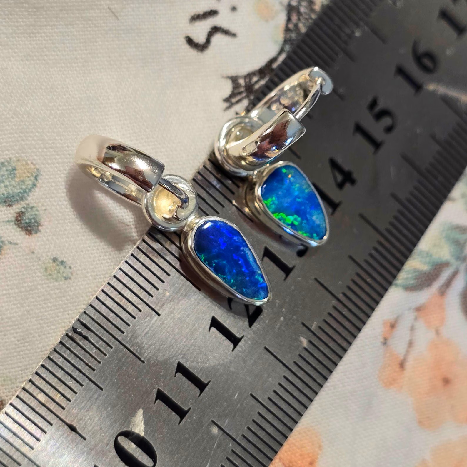 Natural Australian Opal Hoops 925 sterling silver 2 thumbnail 12