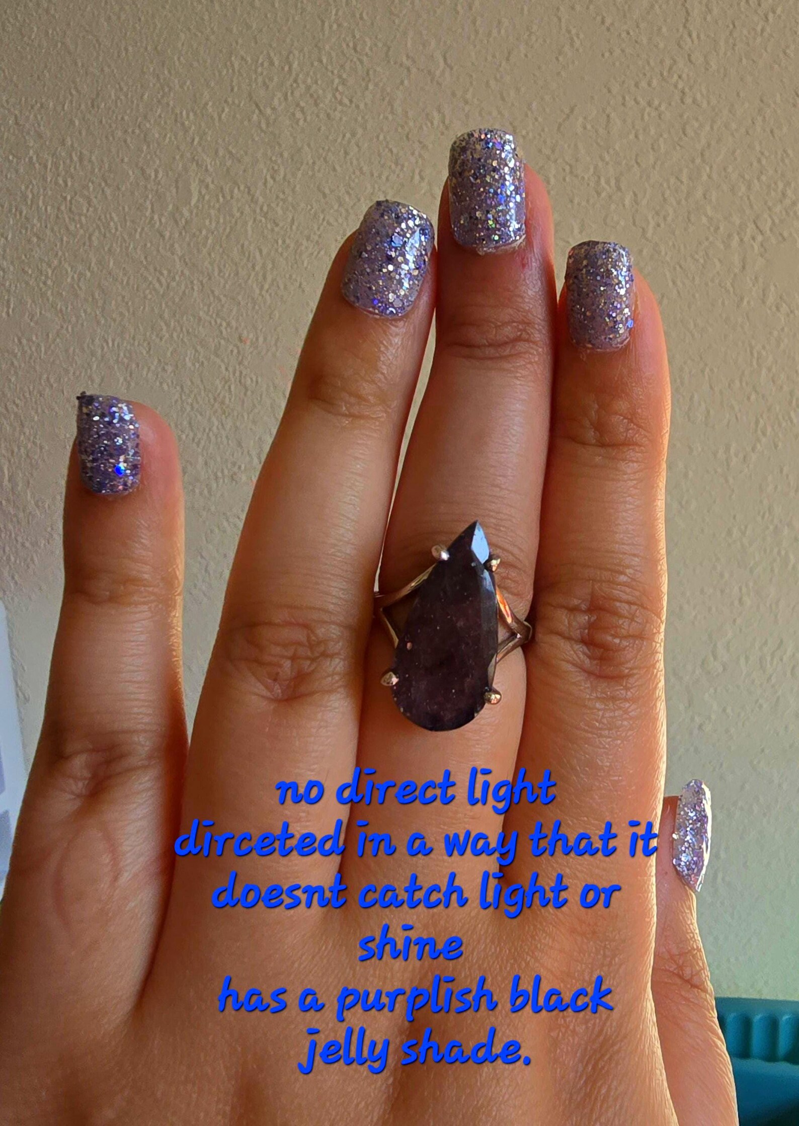 Luxe Iolite Bloodshot Hematite Ring 925 Silver Meteor Shower Natural Statement Rare Multicolor Starry Galaxy Celestial Sunstone Purple Women thumbnail 9
