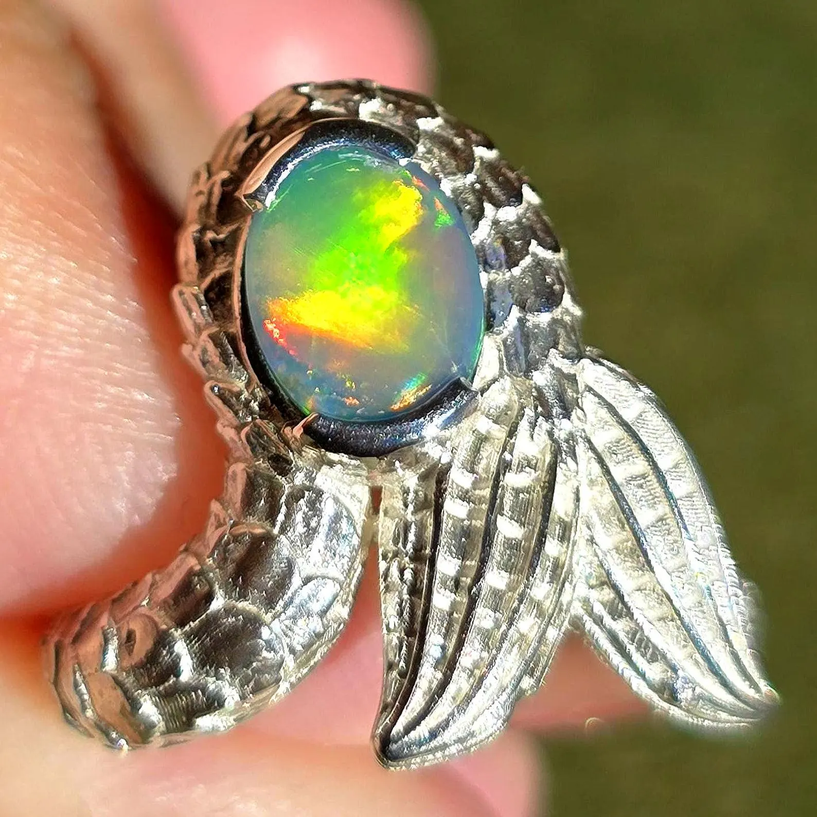 Natural Australian Opal Ring 925 Silver, Mermaid ring Genuine Black Opal Ring Opal Jewelry Unique Women Boho Pinky Midi Stacking ring thumbnail 11