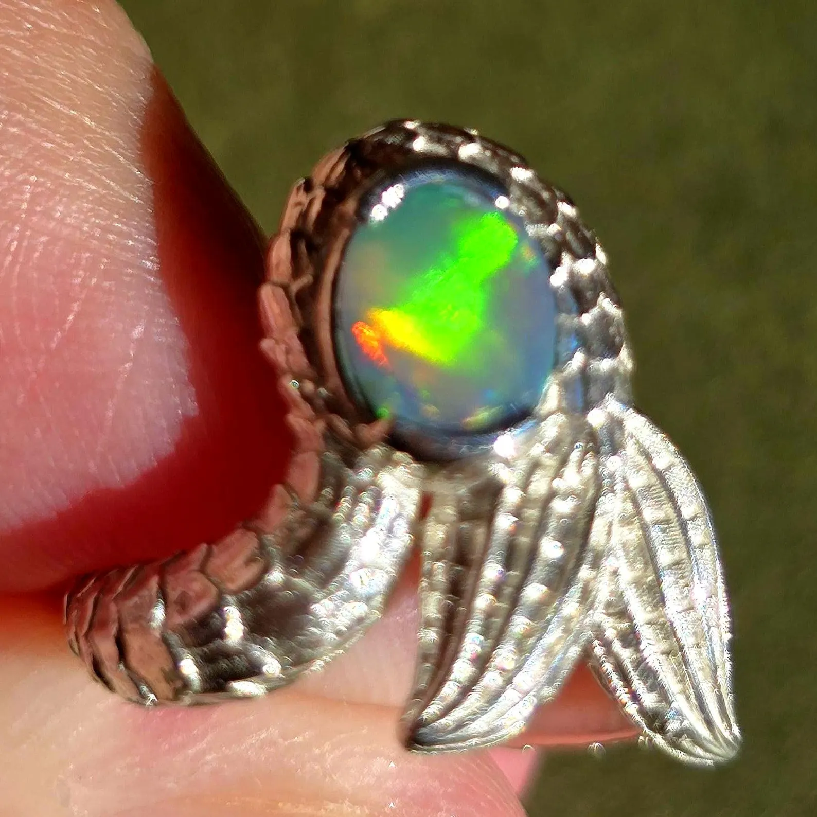 Natural Australian Opal Ring 925 Silver, Mermaid ring Genuine Black Opal Ring Opal Jewelry Unique Women Boho Pinky Midi Stacking ring thumbnail 13