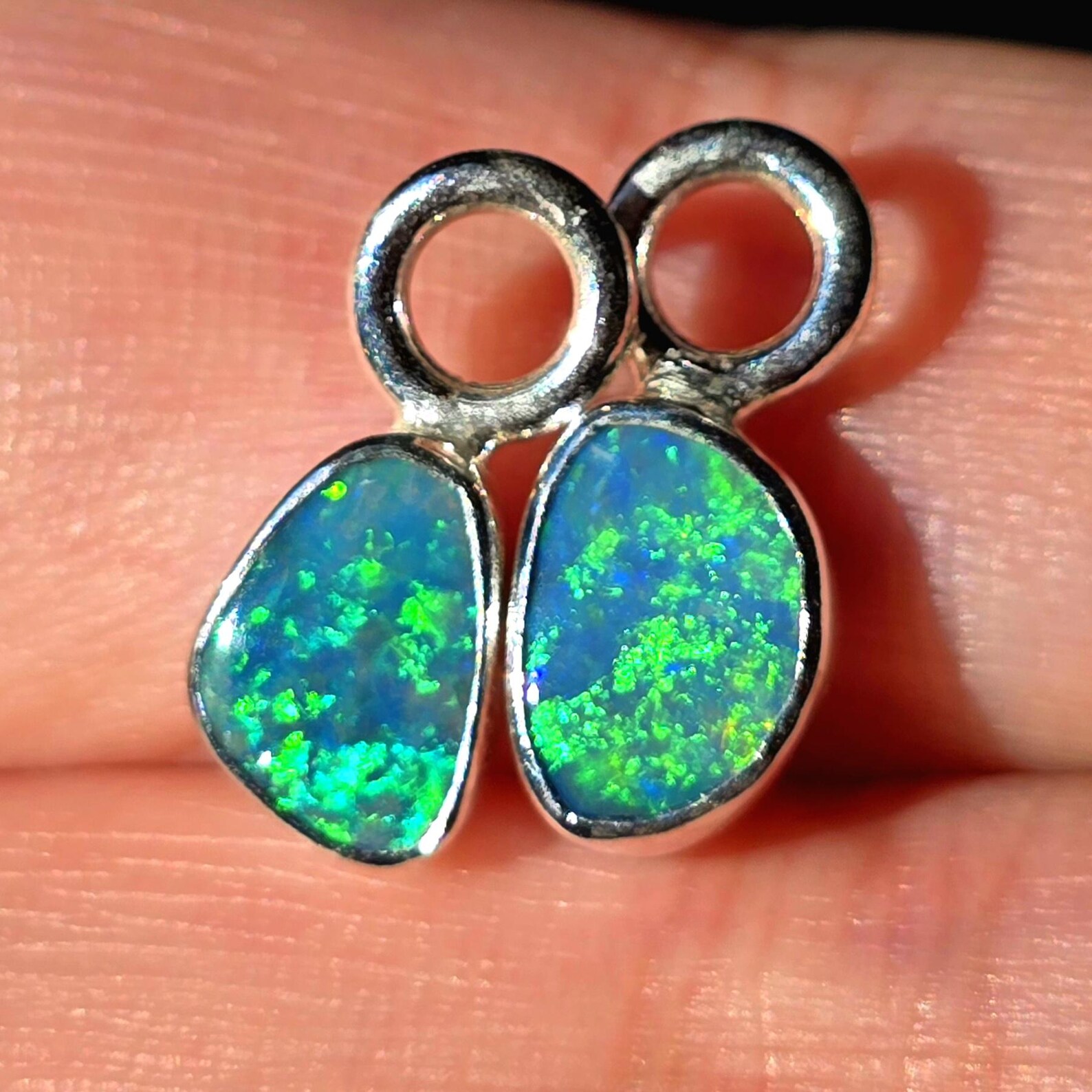 Natural Australian Opal Hoops 925 sterling silver 13 thumbnail 5