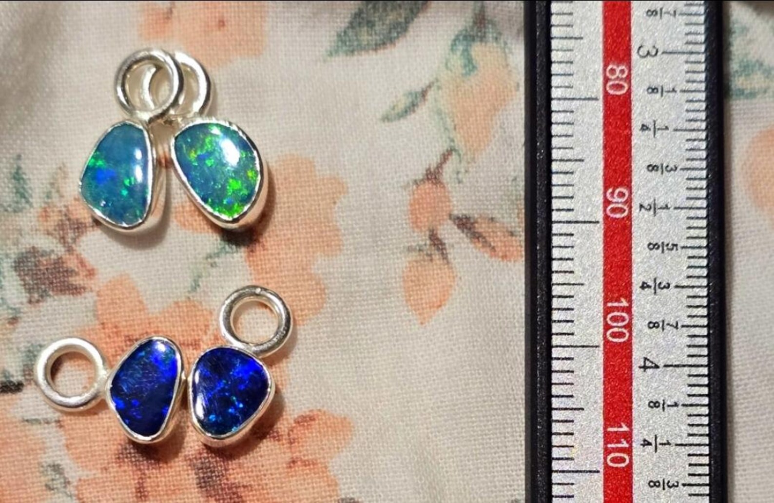 Natural Australian Opal Hoops 925 sterling silver 13 thumbnail 6