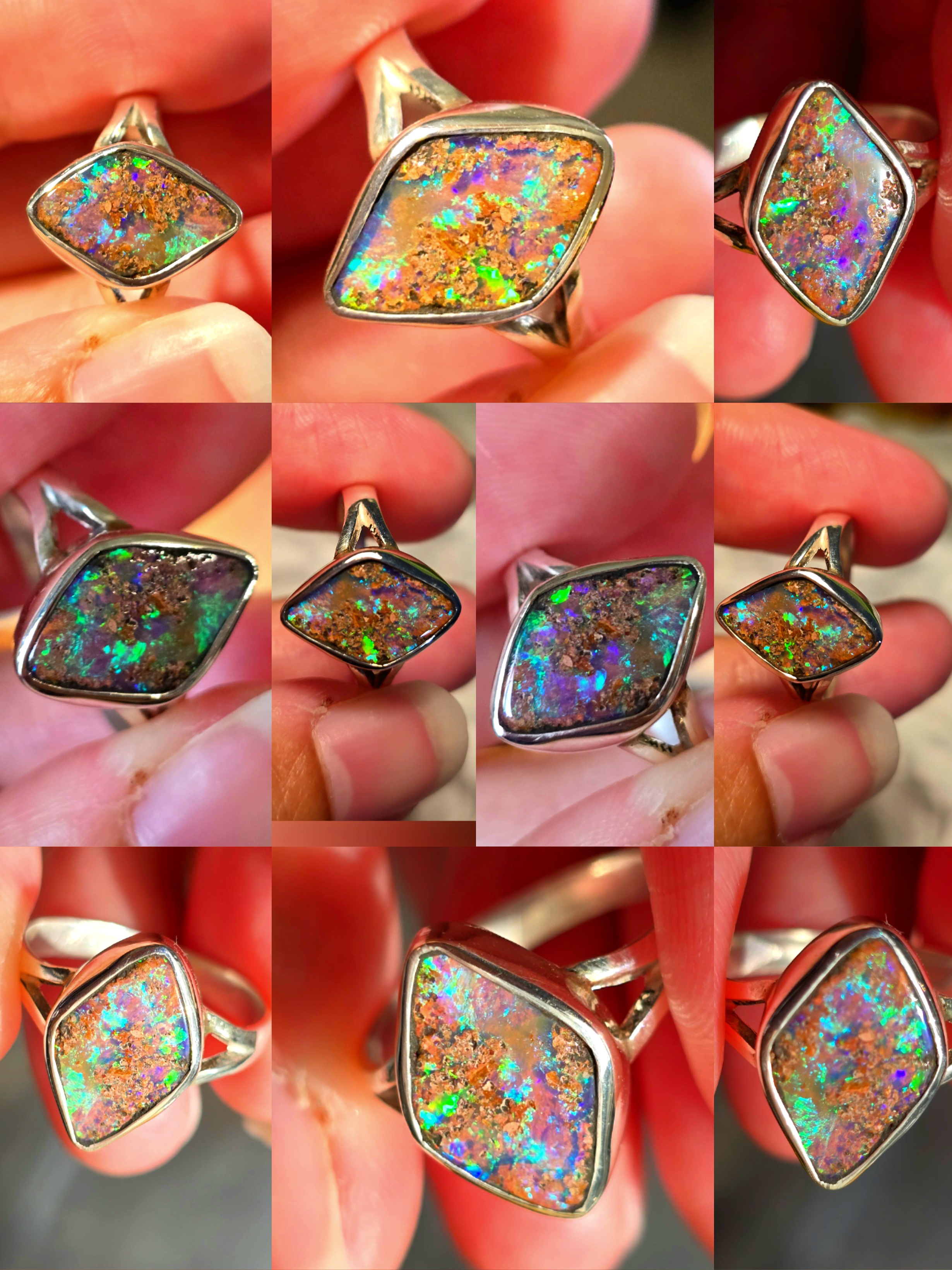 ARCHIVE Natural Australian PIPE Boulder Opal Ring Silver Size 7 (SOLD) thumbnail 4