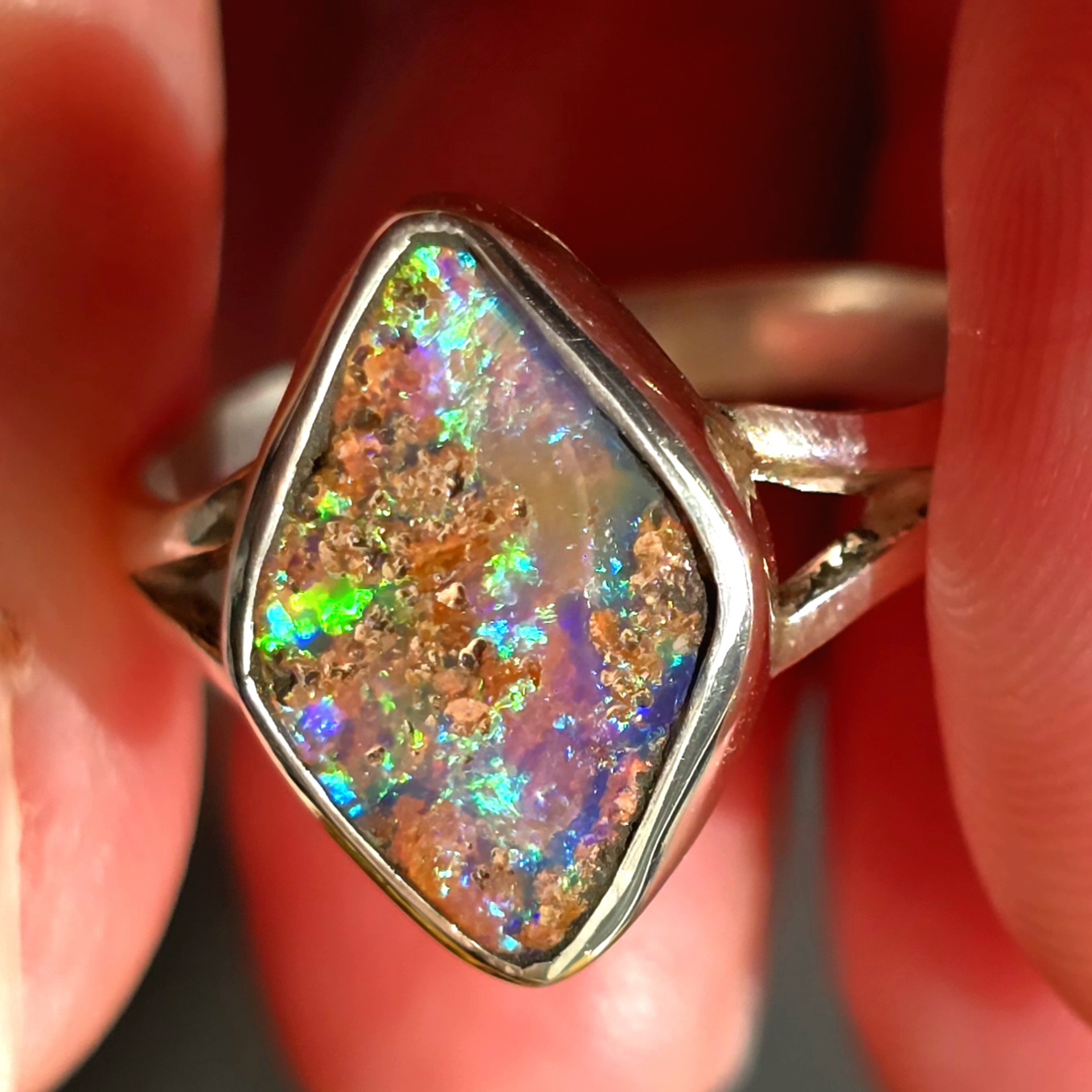 ARCHIVE Natural Australian PIPE Boulder Opal Ring Silver Size 7 (SOLD) thumbnail 5