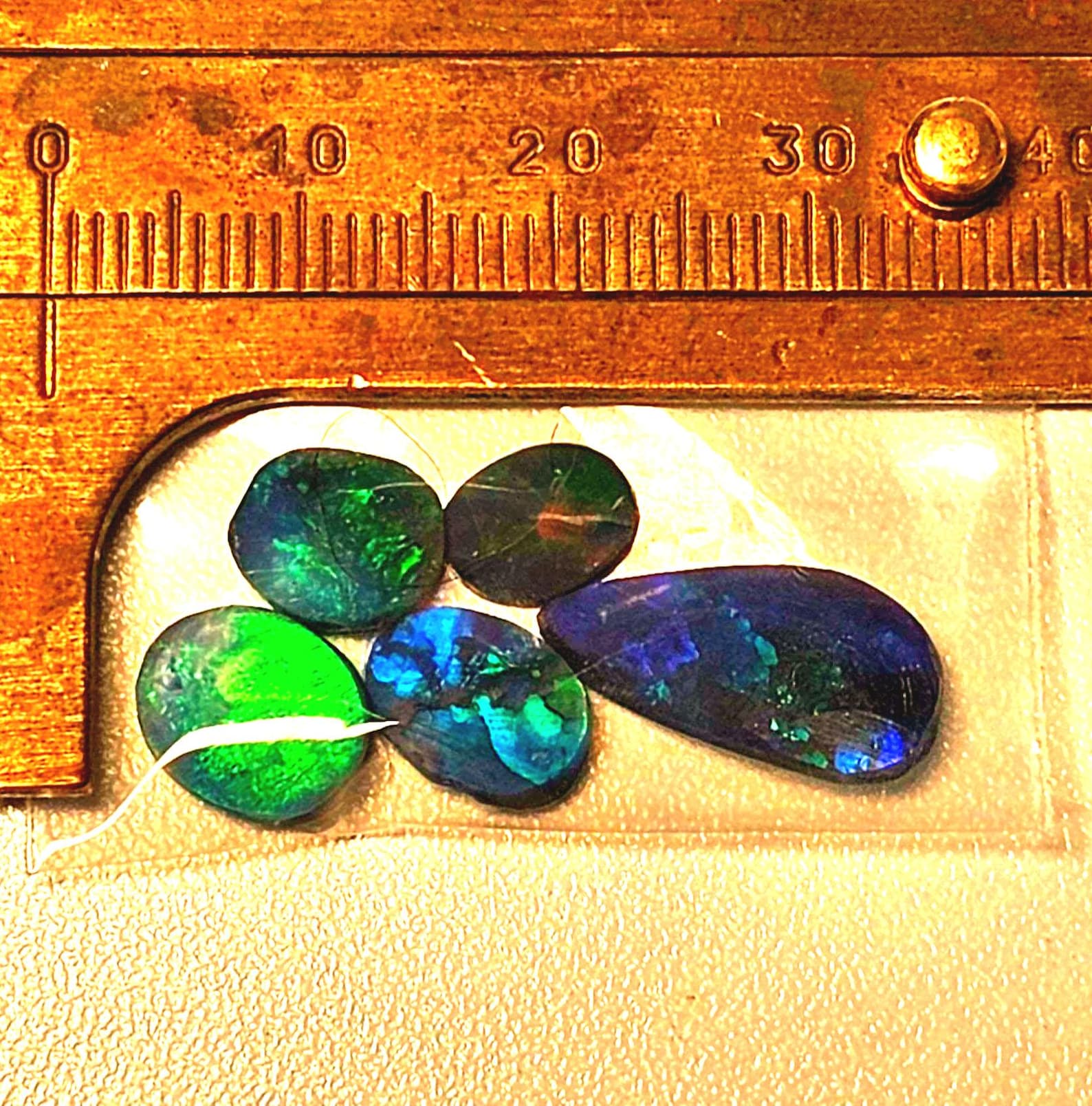 CUSTOM NEON Natural Australian Black Opal Ring Solid Gold,  thumbnail 15