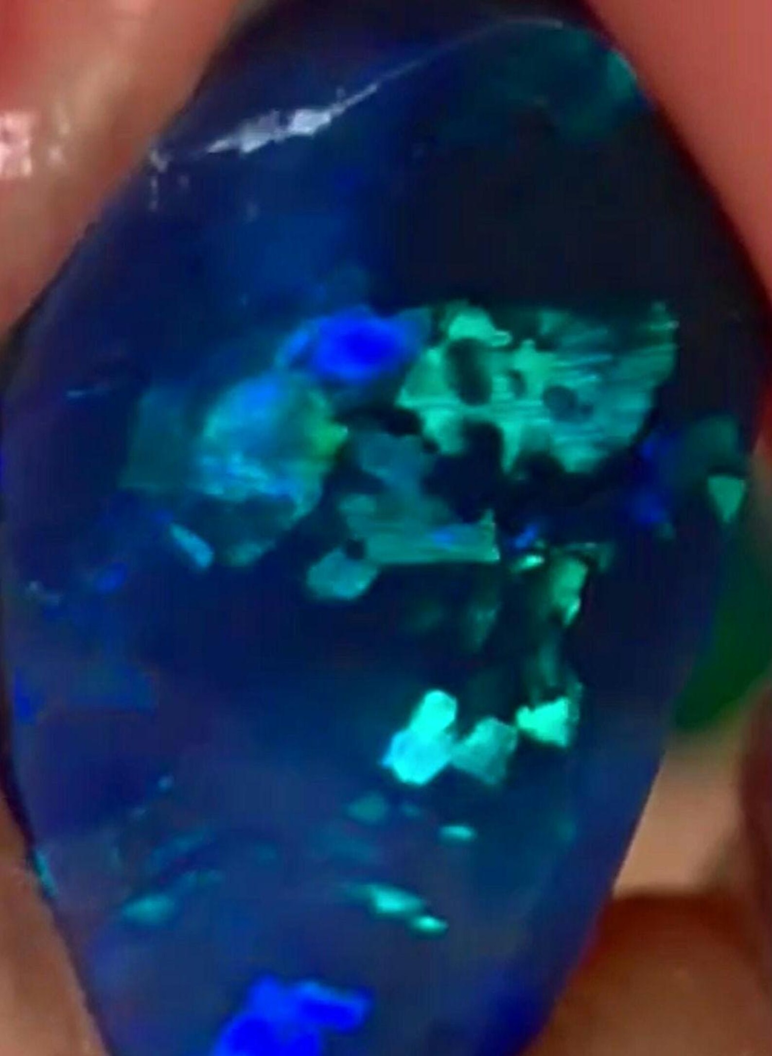CUSTOM NEON Natural Australian Black Opal Ring Solid Gold,  thumbnail 13