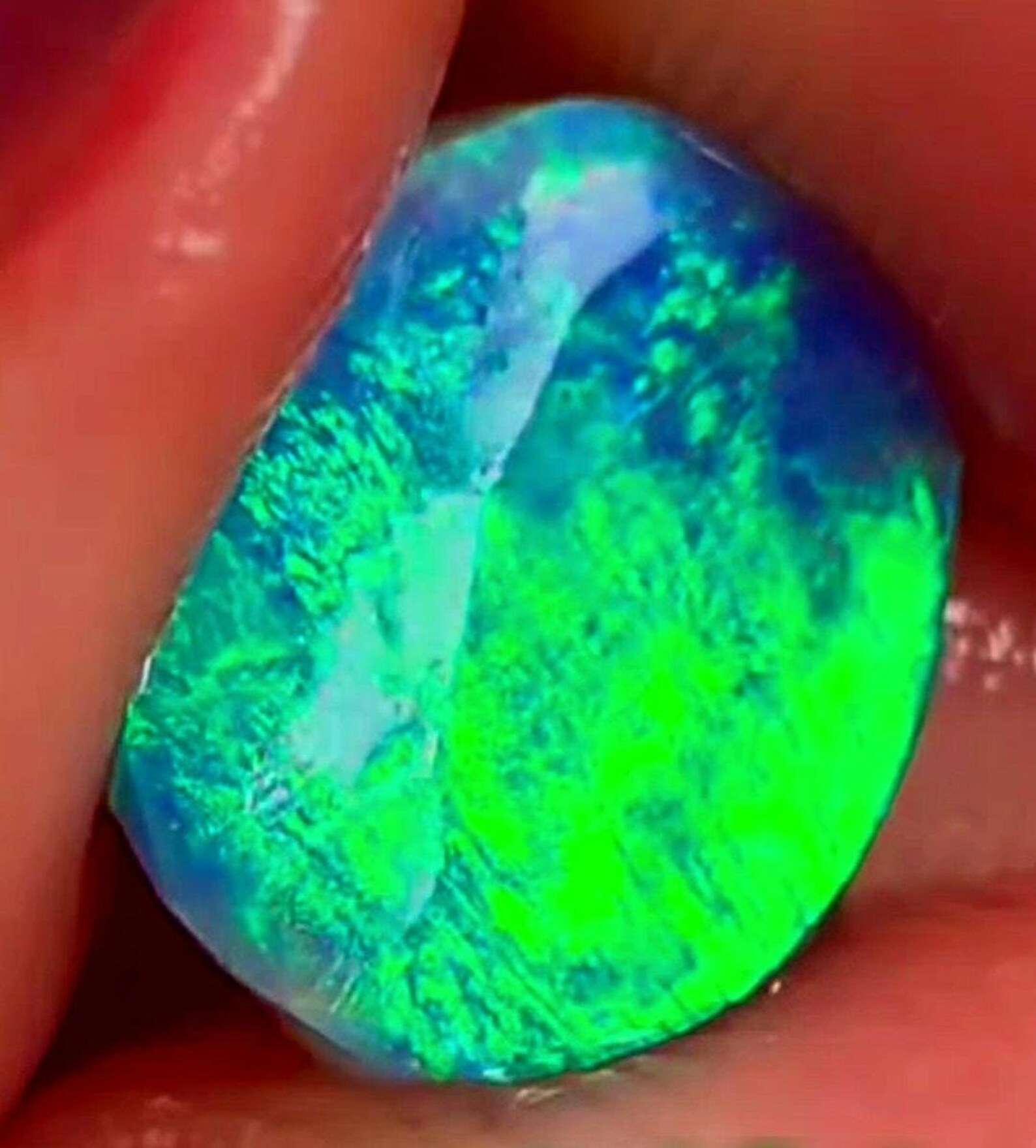 CUSTOM NEON Natural Australian Black Opal Ring Solid Gold,  thumbnail 12