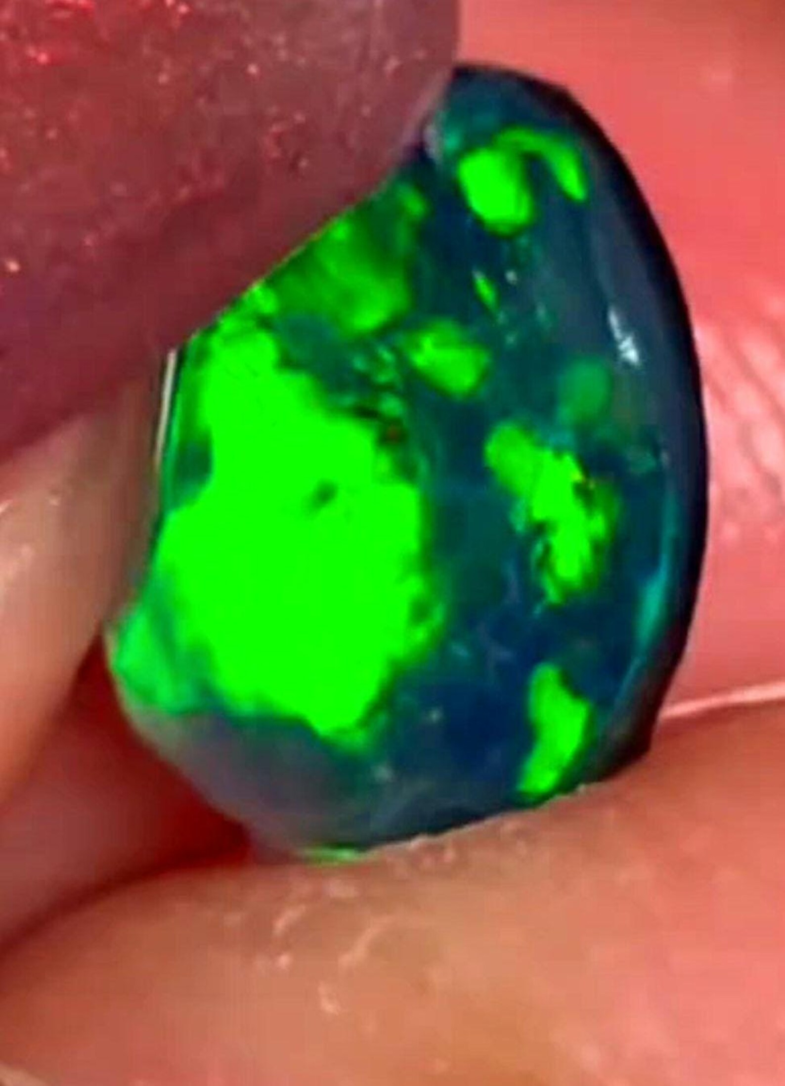 CUSTOM NEON Natural Australian Black Opal Ring Solid Gold,  thumbnail 11