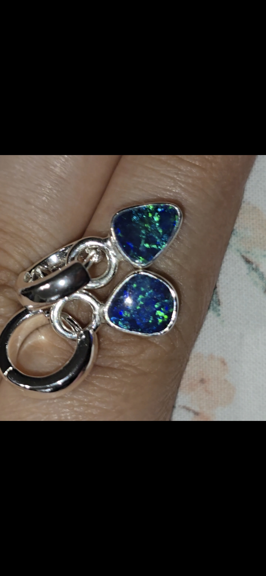 Natural Australian Opal Hoops 925 sterling silver 10 thumbnail 14