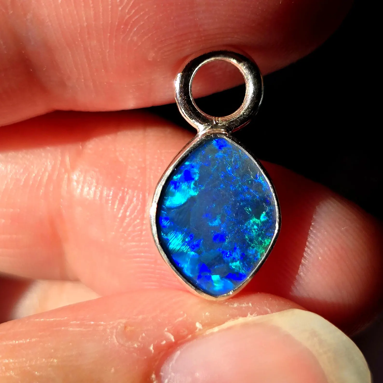 Natural Australian Opal Hoops 925 sterling silver 31 thumbnail 11