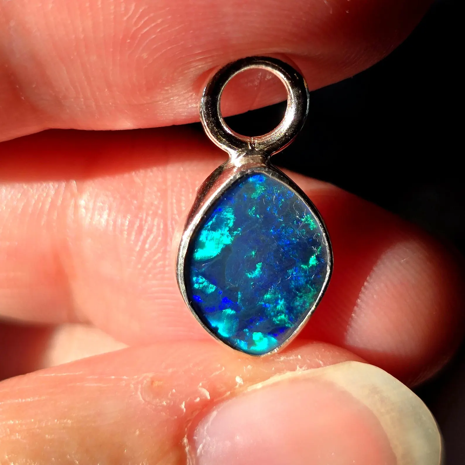 Natural Australian Opal Hoops 925 sterling silver 31 thumbnail 9