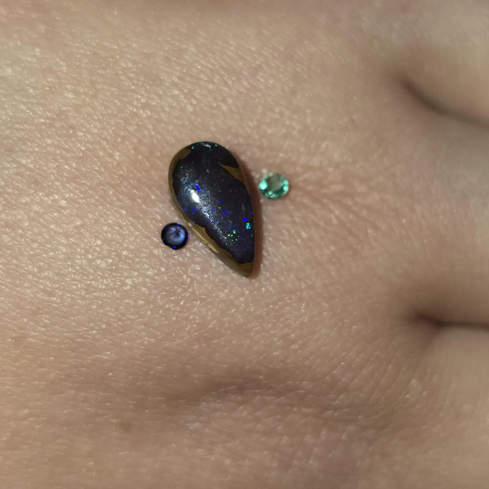 Black Boulder Opals, Custom Natural Australian Opal Ring thumbnail 4