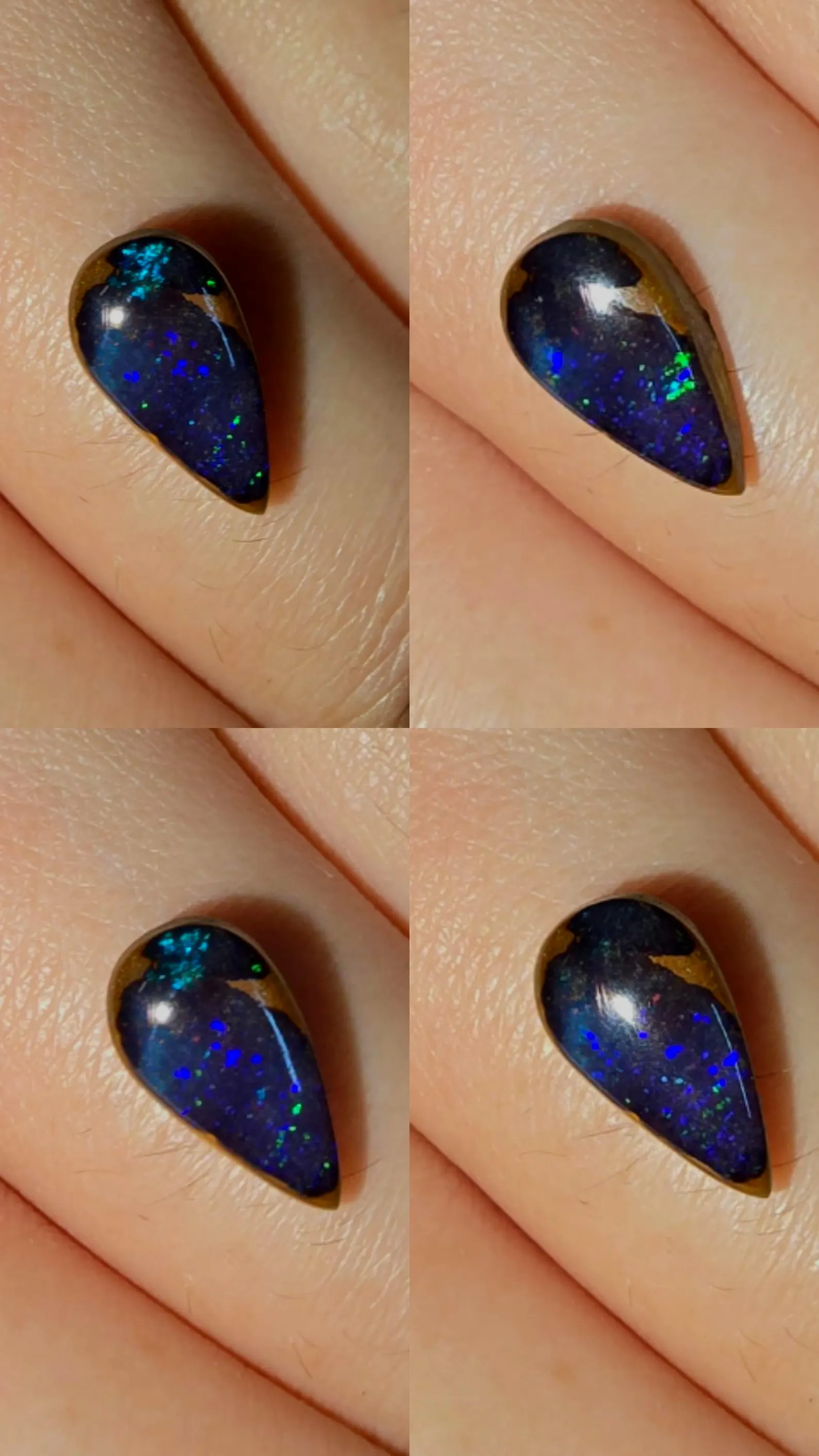 Black Boulder Opals, Custom Natural Australian Opal Ring thumbnail 3
