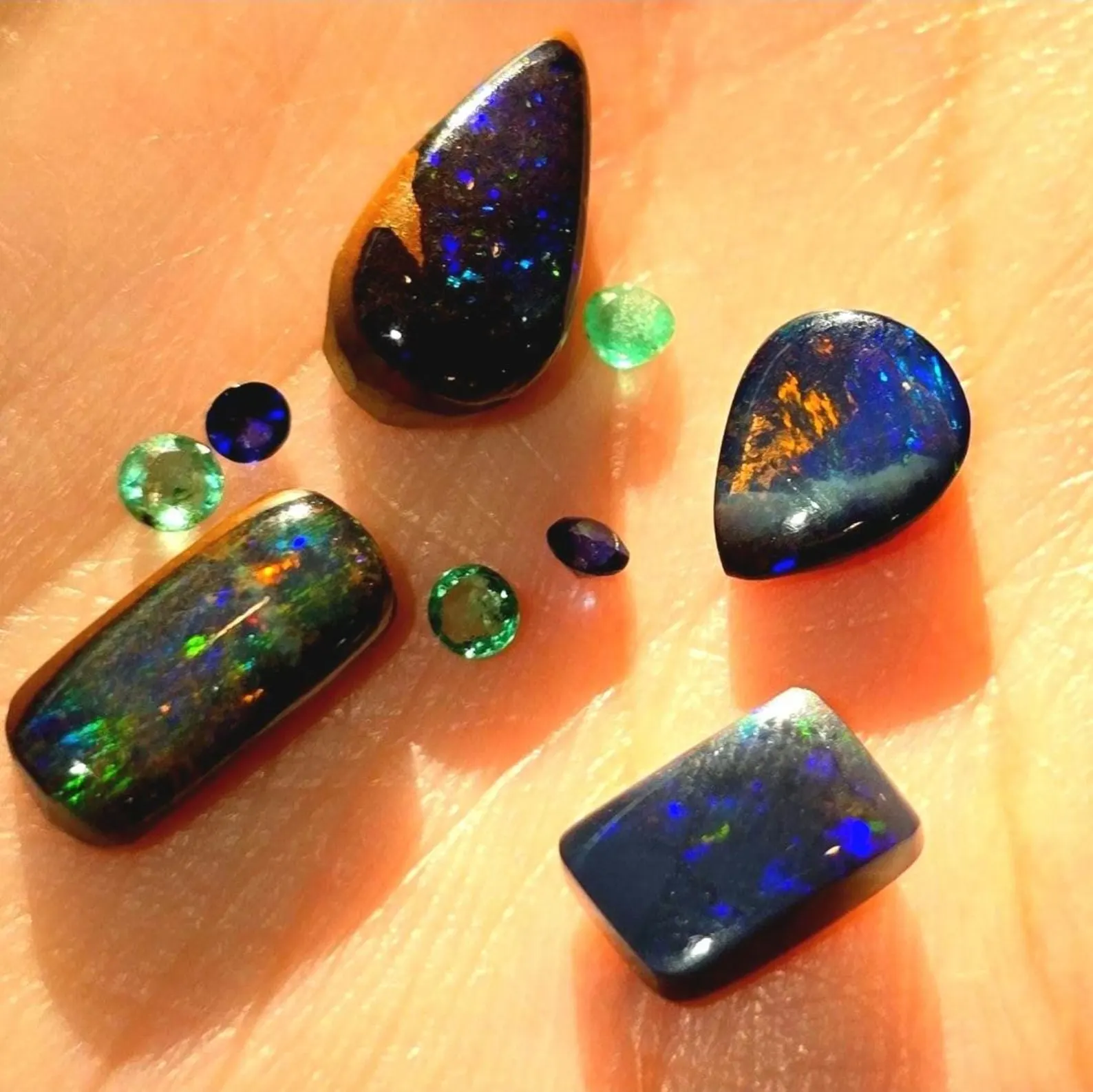 Black Boulder Opals, Custom Natural Australian Opal Ring thumbnail 2