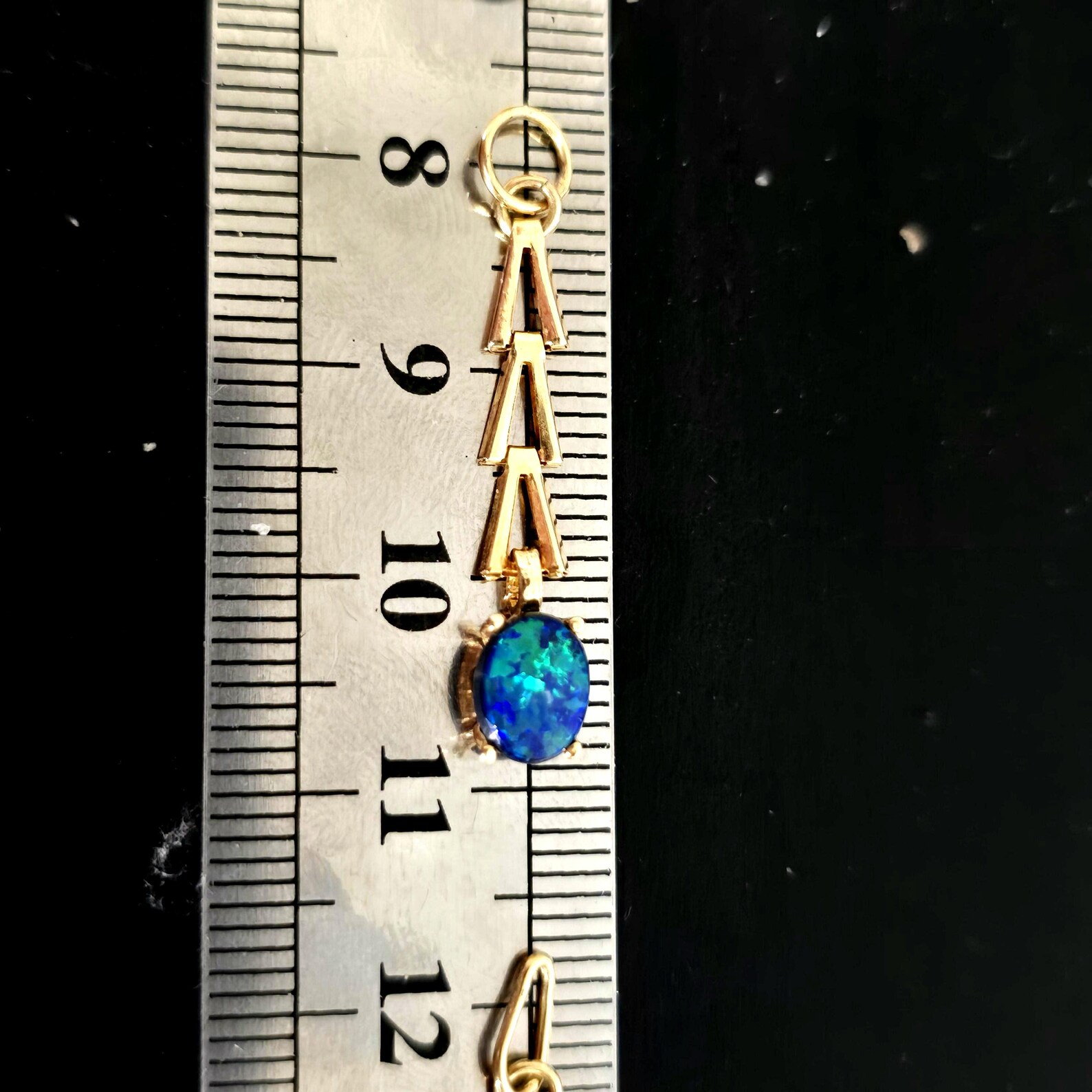 THUNDERBAE - NEON Solid 10k Gold Natural Australian Opal Doublet, Chevron link thumbnail 11