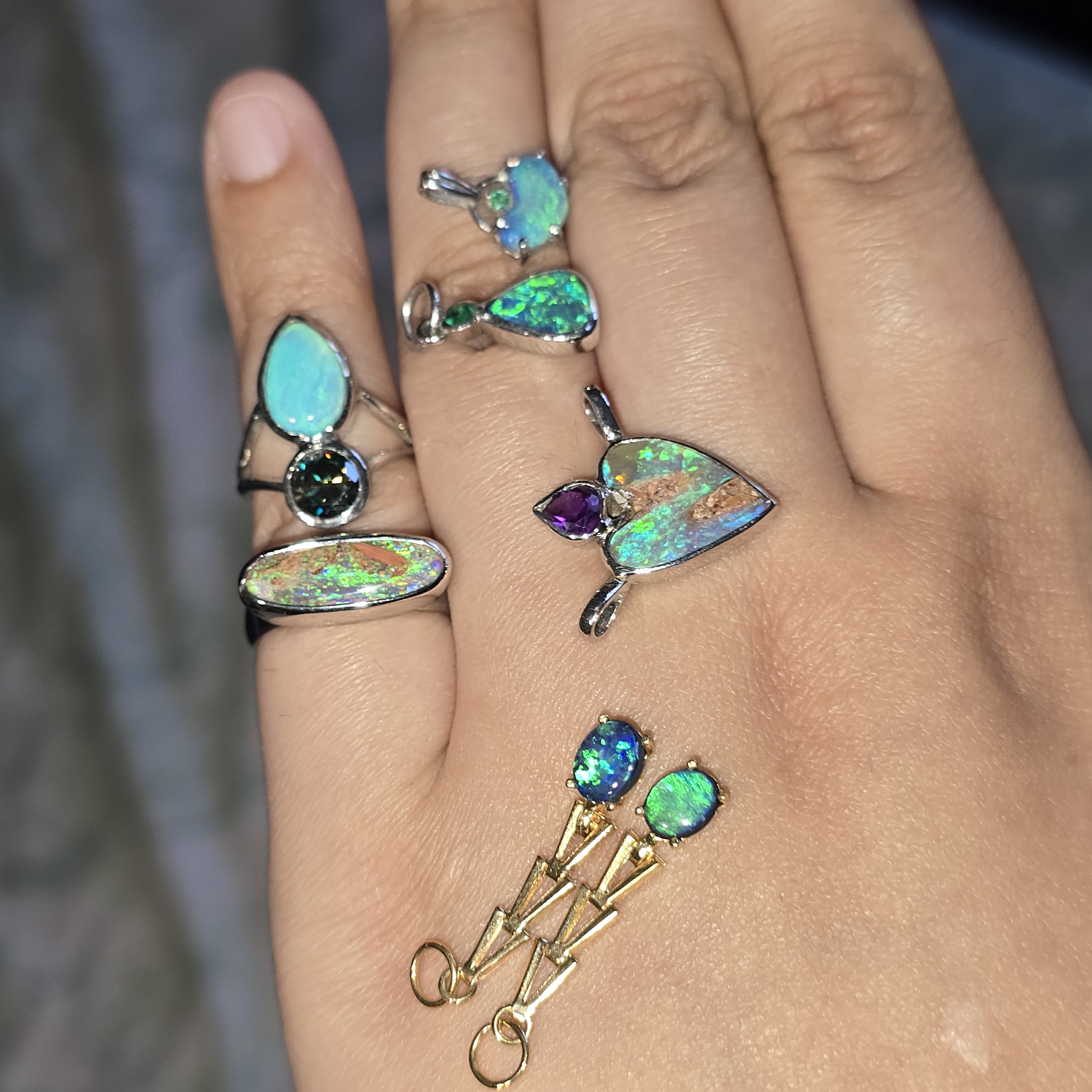 Mermaid ring- Natural Australian PIPE Boulder Opal Ring, 925 sterling silver. Signet look! thumbnail 8