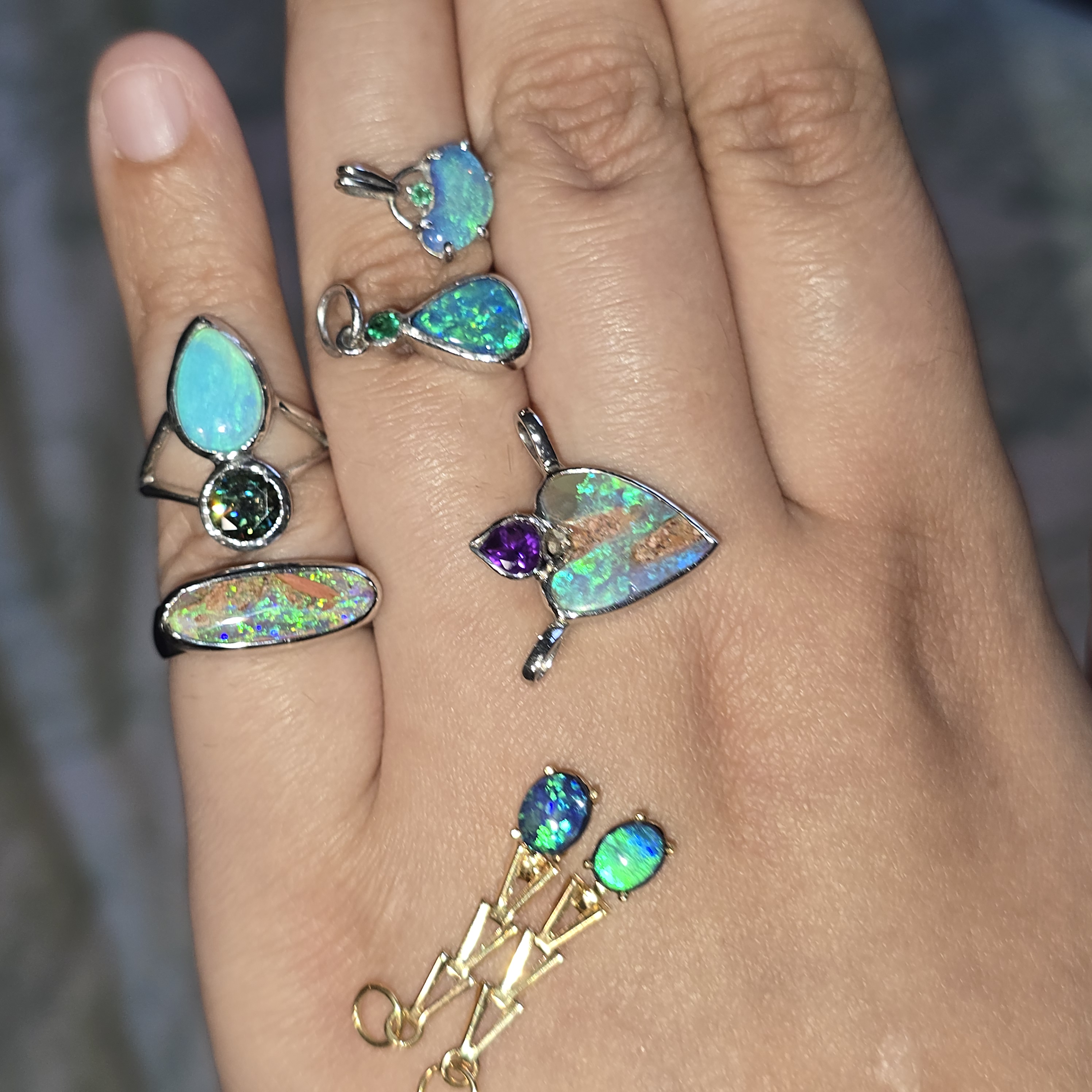 Mermaid ring- Natural Australian PIPE Boulder Opal Ring, 925 sterling silver. Signet look! thumbnail 10