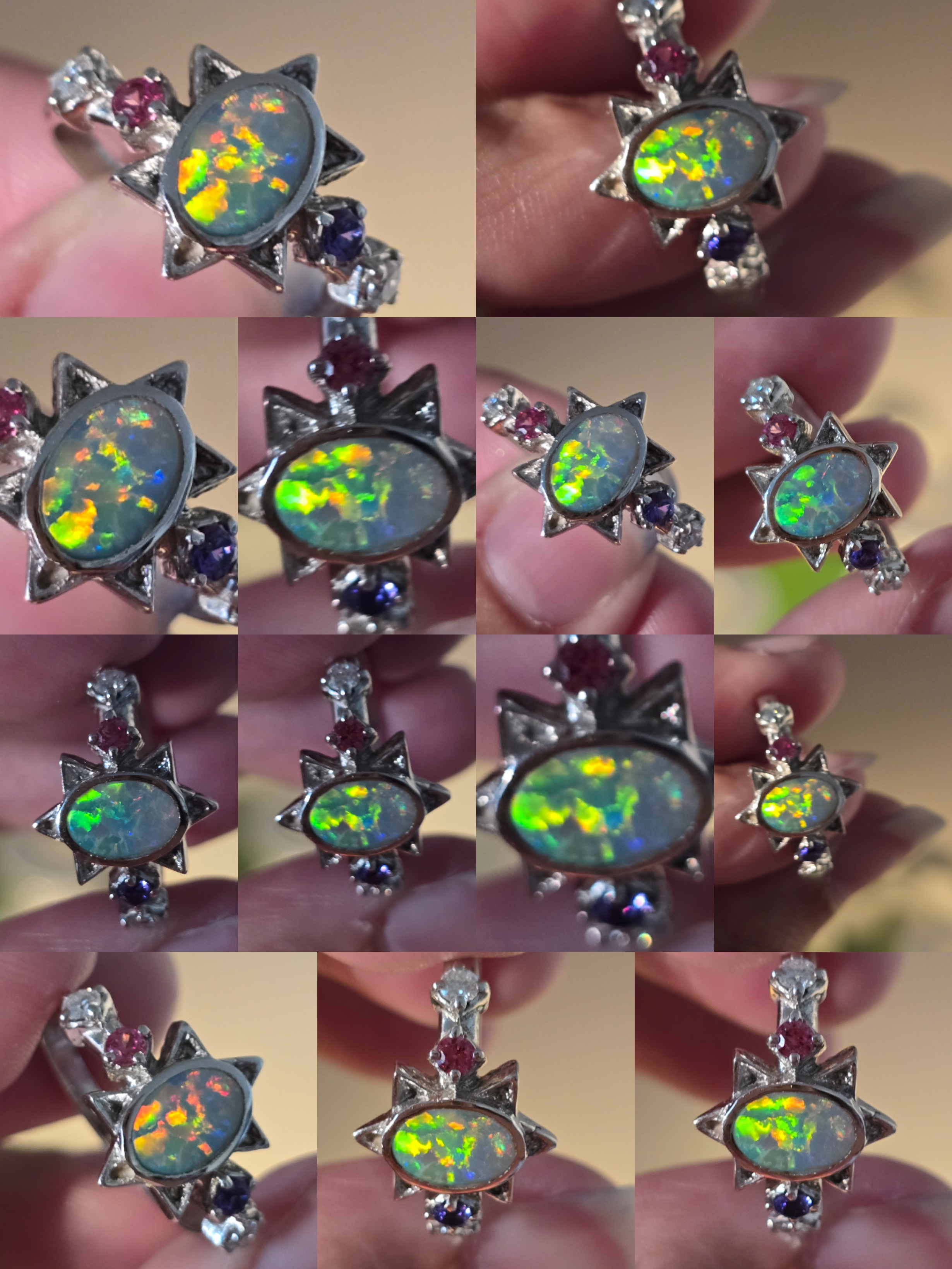 SUNSTAR -CUSTOM STYLE, SOLD, Natural Australian Opal Ring, 925 thumbnail 4