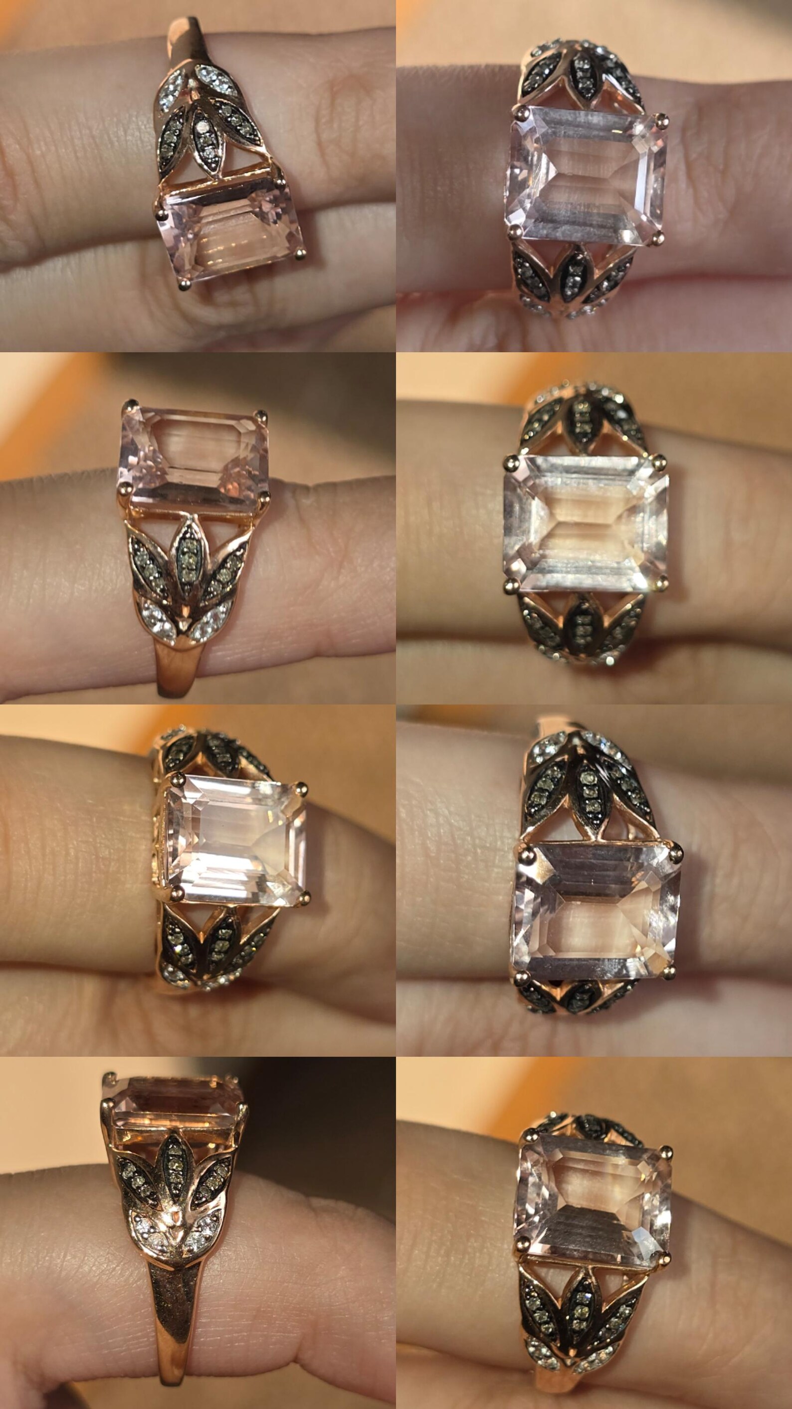 10k Solid Rose Gold Pink Tourmaline ring size 7, Moissanite, Estate Le vian style, Refurbished thumbnail 4