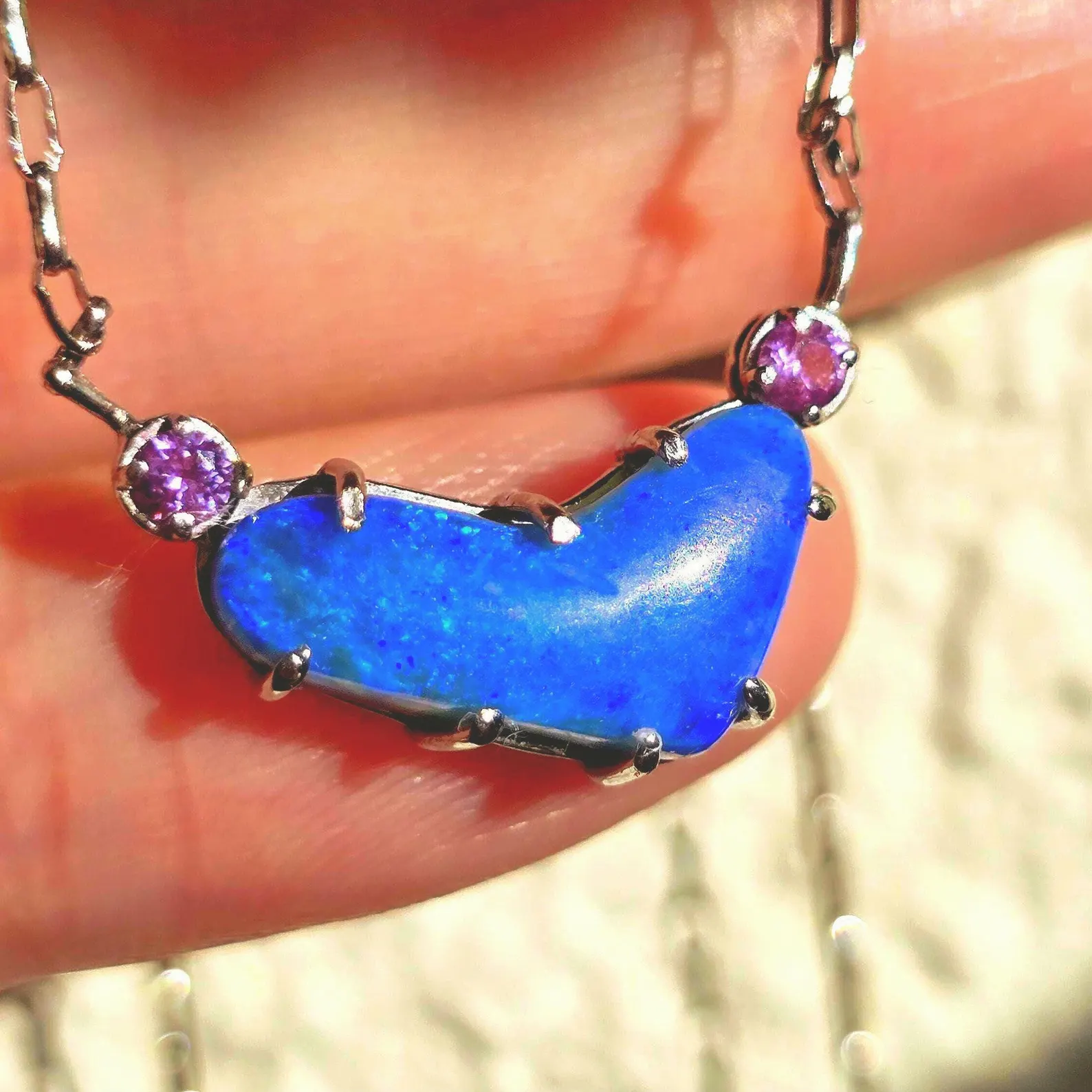 Natural Australian Opal Heart Necklace, Emerald 925 Silver Blue Opal Pendant, Genuine Opal Jewelry October Birthstone Women Rare dainty Teal thumbnail 15