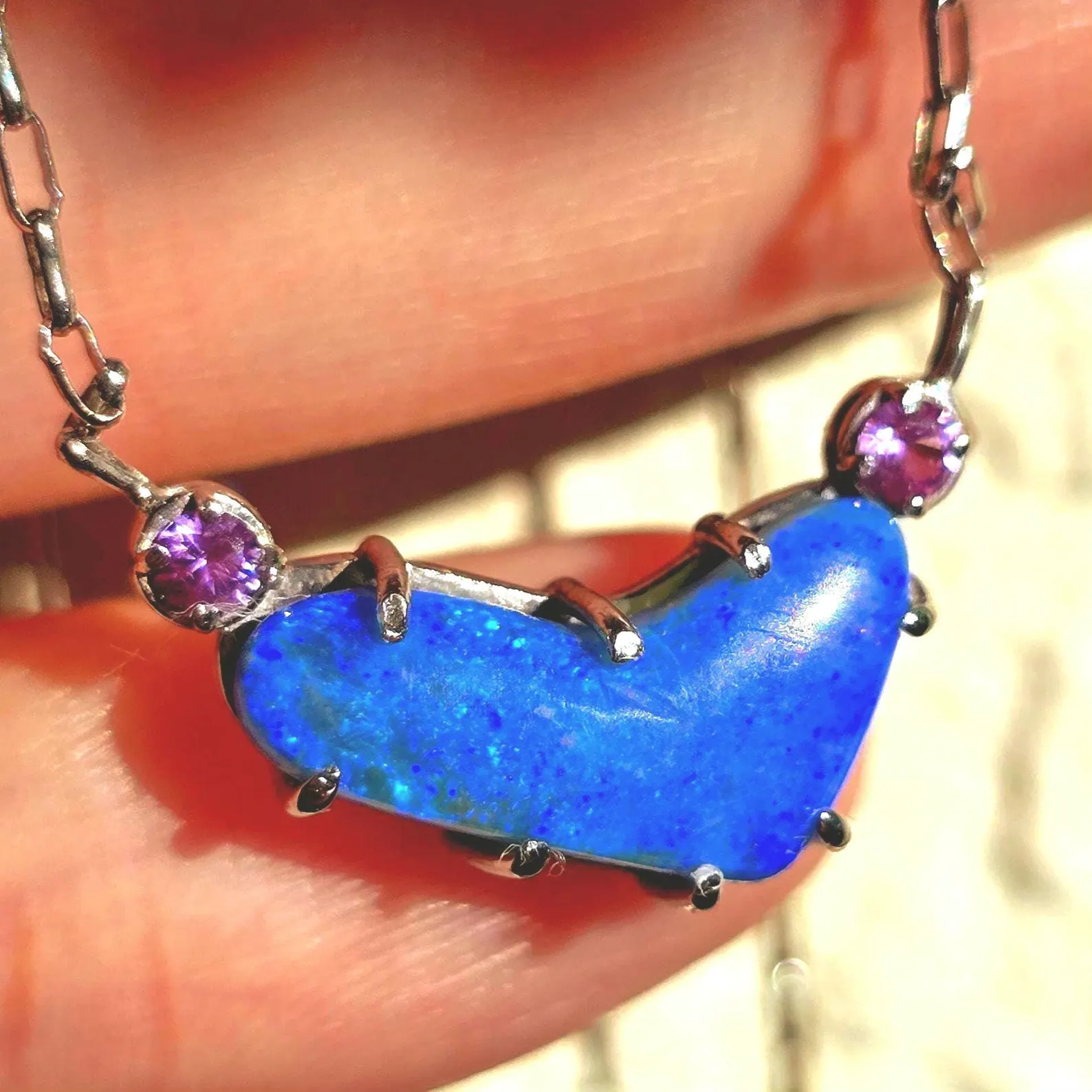 Natural Australian Opal Heart Necklace, Emerald 925 Silver Blue Opal Pendant, Genuine Opal Jewelry October Birthstone Women Rare dainty Teal thumbnail 17