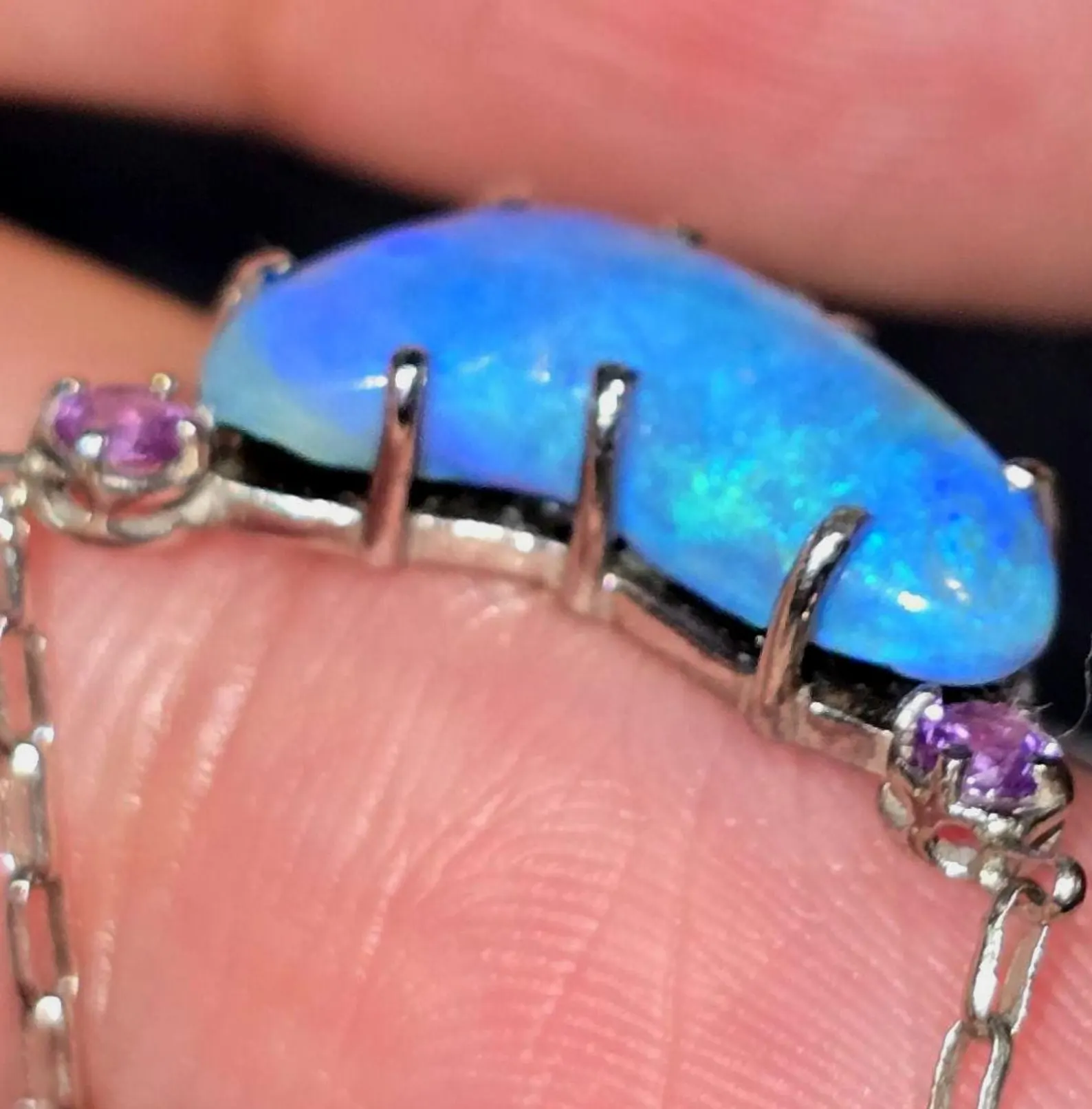 Natural Australian Opal Heart Necklace, Emerald 925 Silver Blue Opal Pendant, Genuine Opal Jewelry October Birthstone Women Rare dainty Teal thumbnail 12