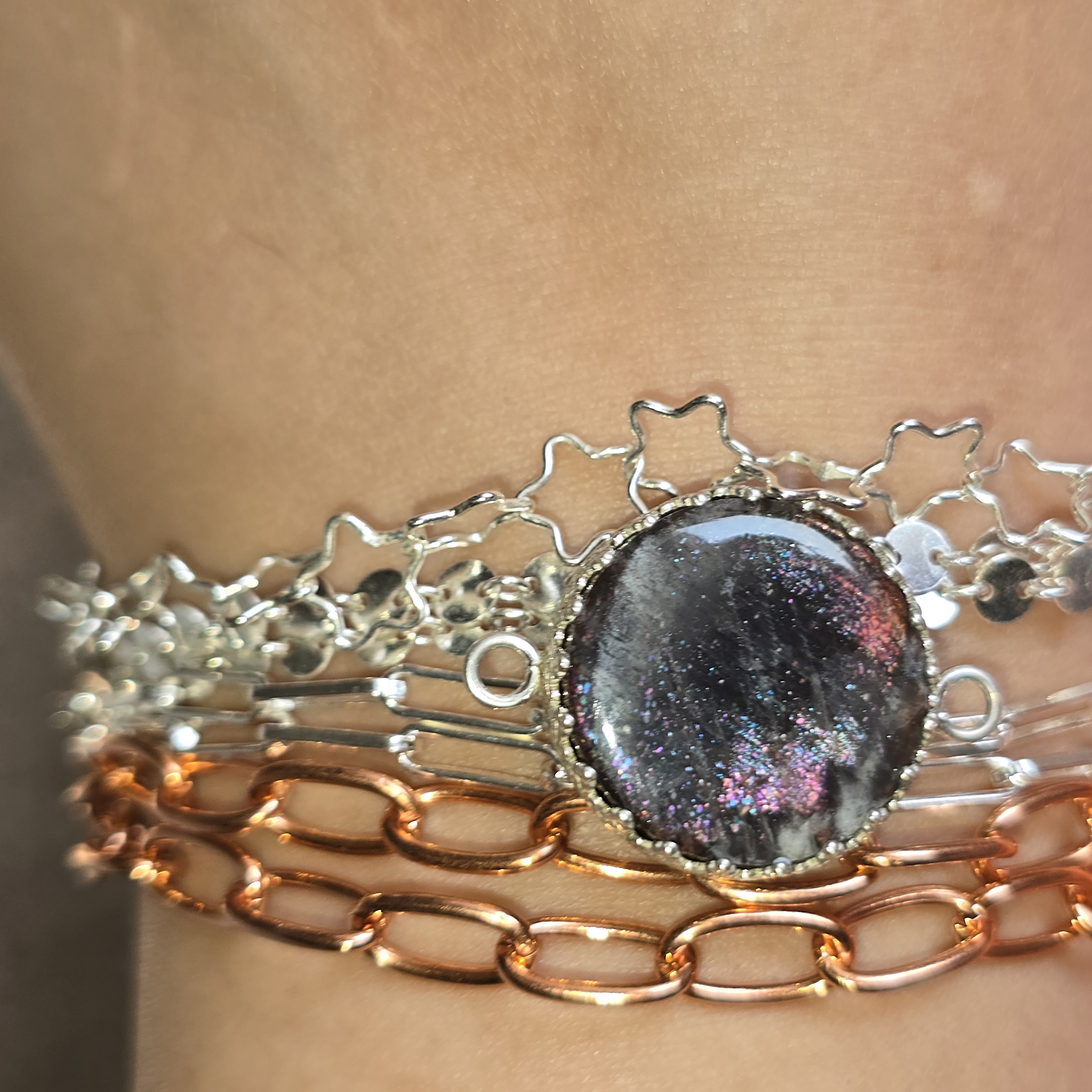 Purple Haze Sunstone Lattice Charm for Bracelet / Pendant 925 Silver  -  6 thumbnail 4
