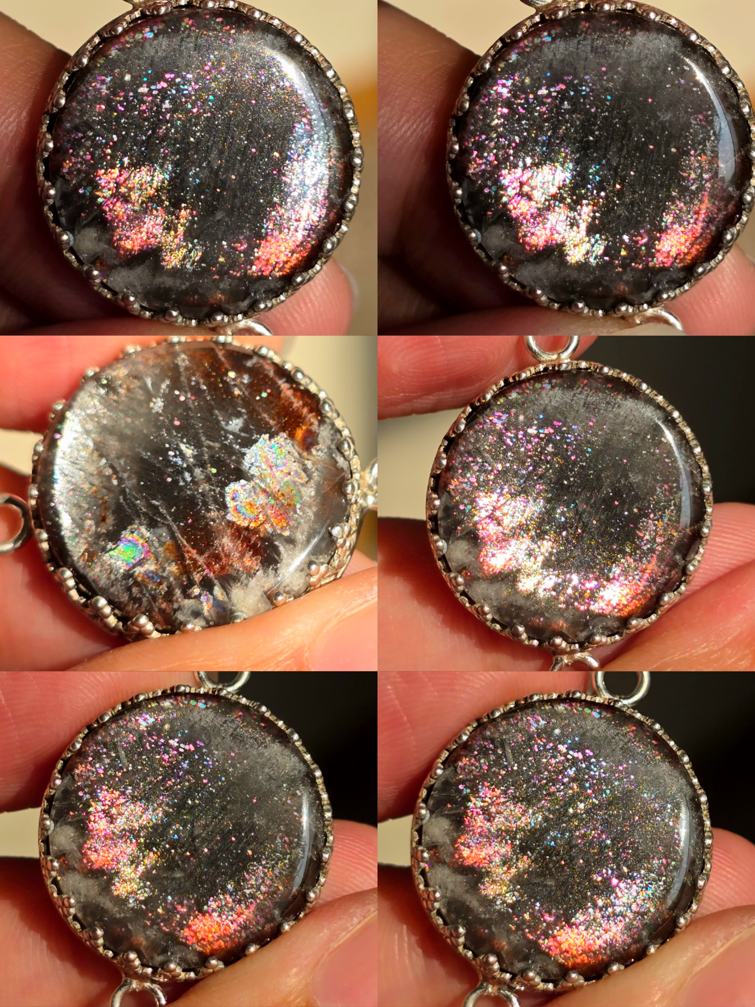 Purple Haze Sunstone Lattice Charm for Bracelet / Pendant 925 Silver  -  6 thumbnail 5