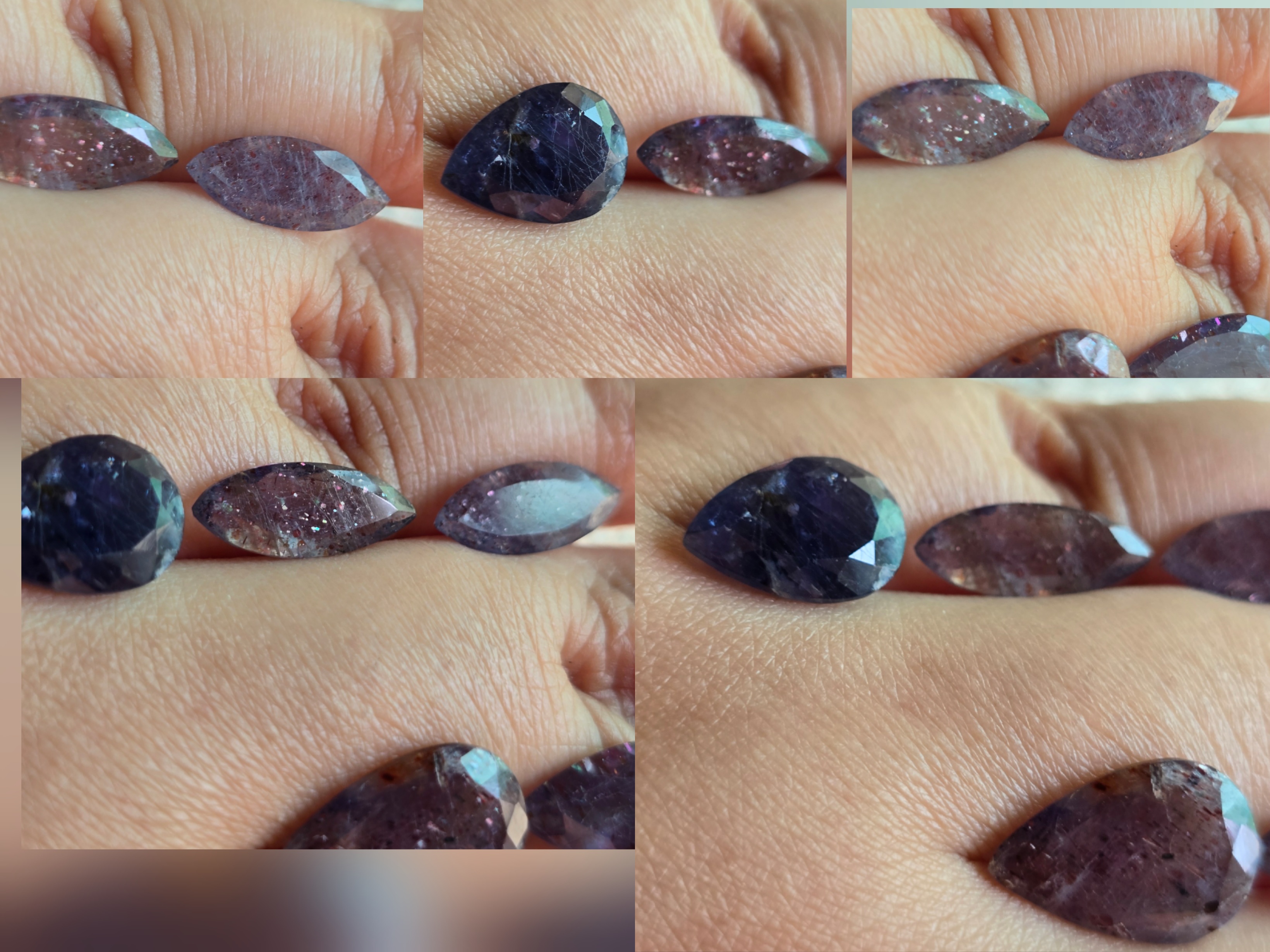 3 beauties -Bloodshot Iolite Ring CUSTOM Iolite Hematite Ring Marquise  thumbnail 9