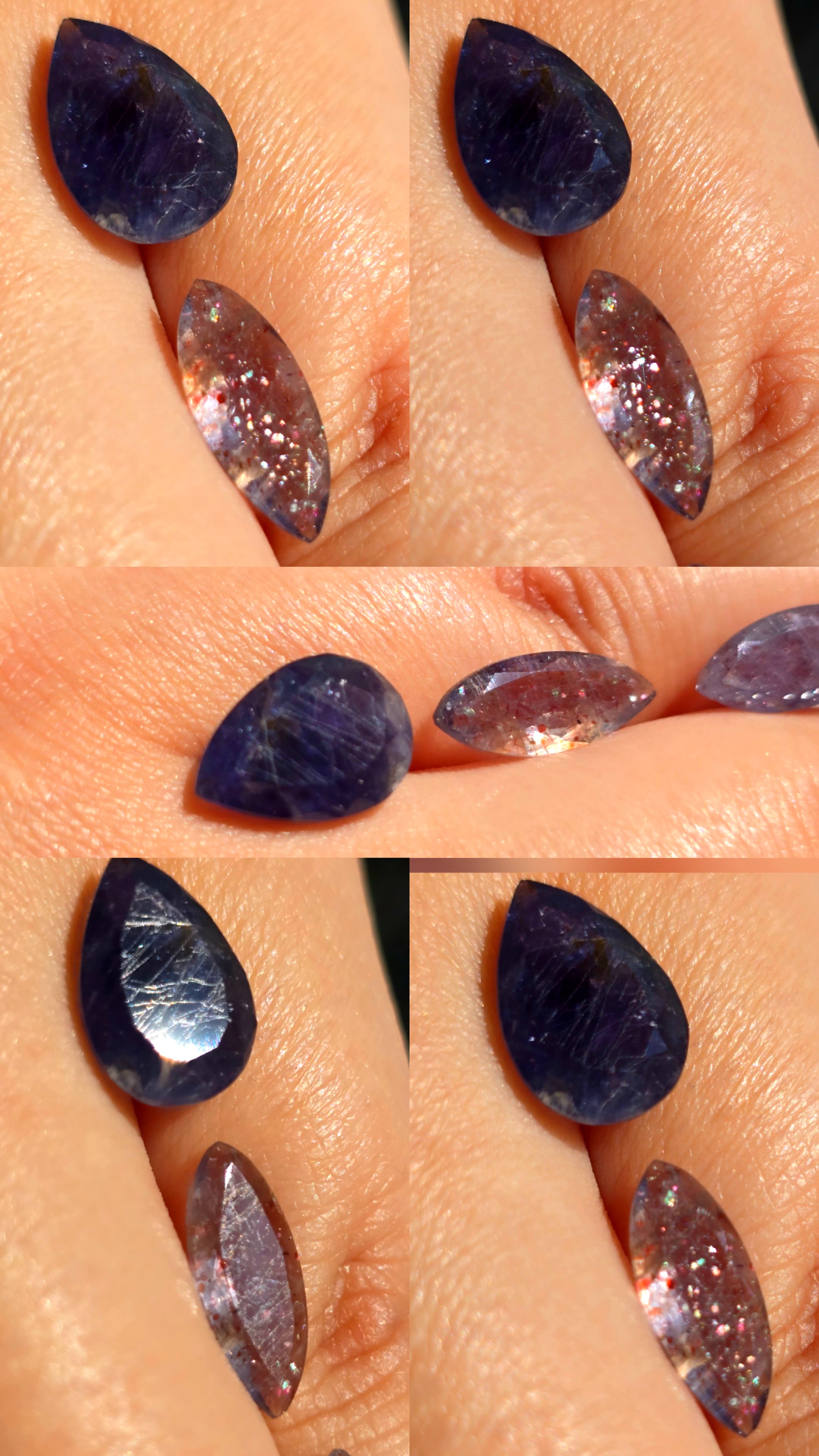 3 beauties -Bloodshot Iolite Ring CUSTOM Iolite Hematite Ring Marquise  thumbnail 12