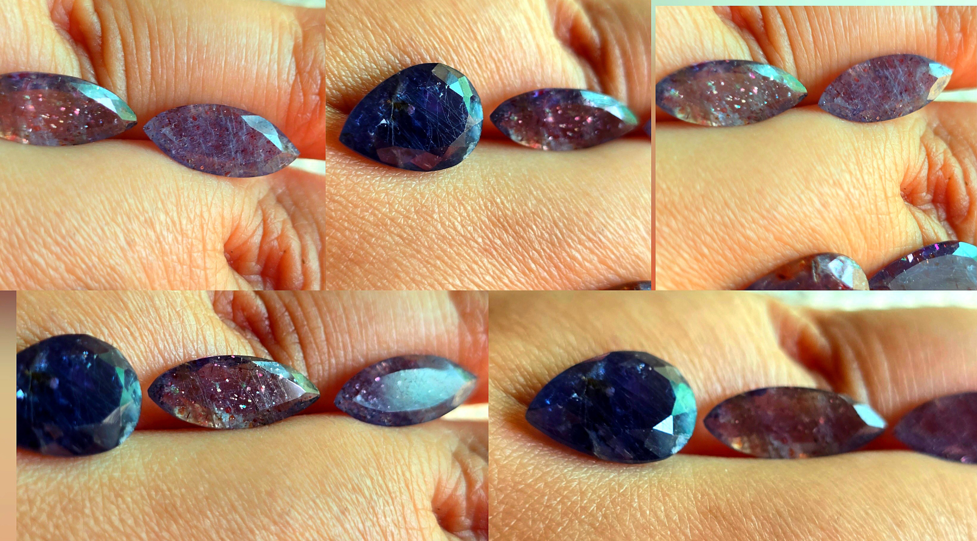 3 beauties -Bloodshot Iolite Ring CUSTOM Iolite Hematite Ring Marquise  thumbnail 11
