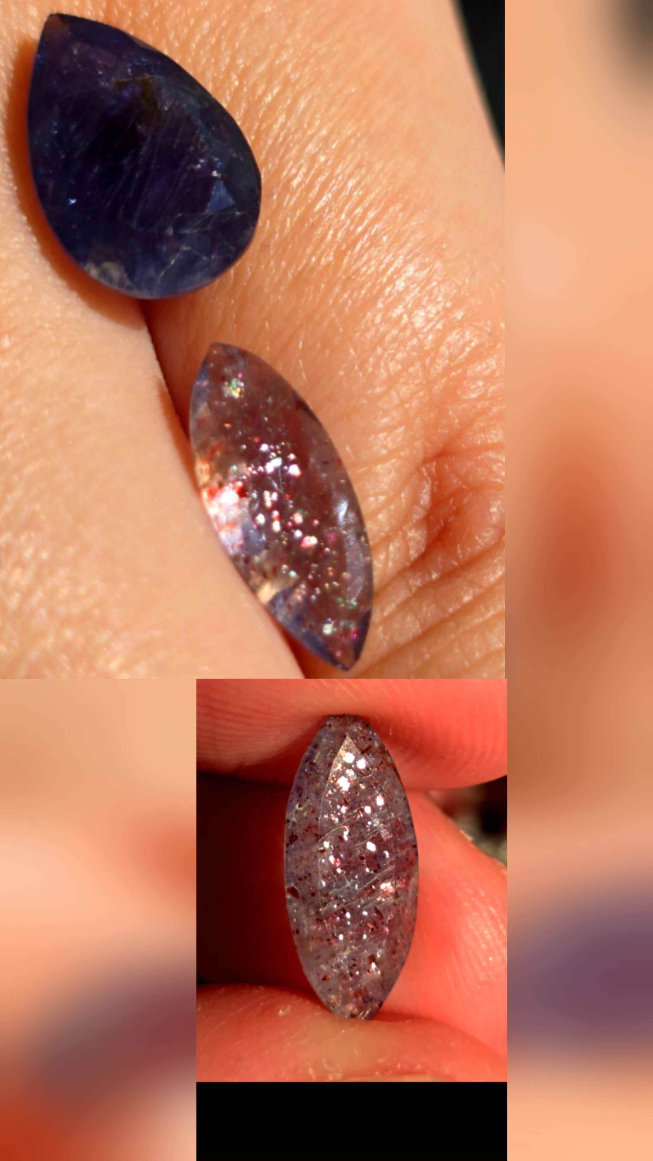 3 beauties -Bloodshot Iolite Ring CUSTOM Iolite Hematite Ring Marquise  thumbnail 8