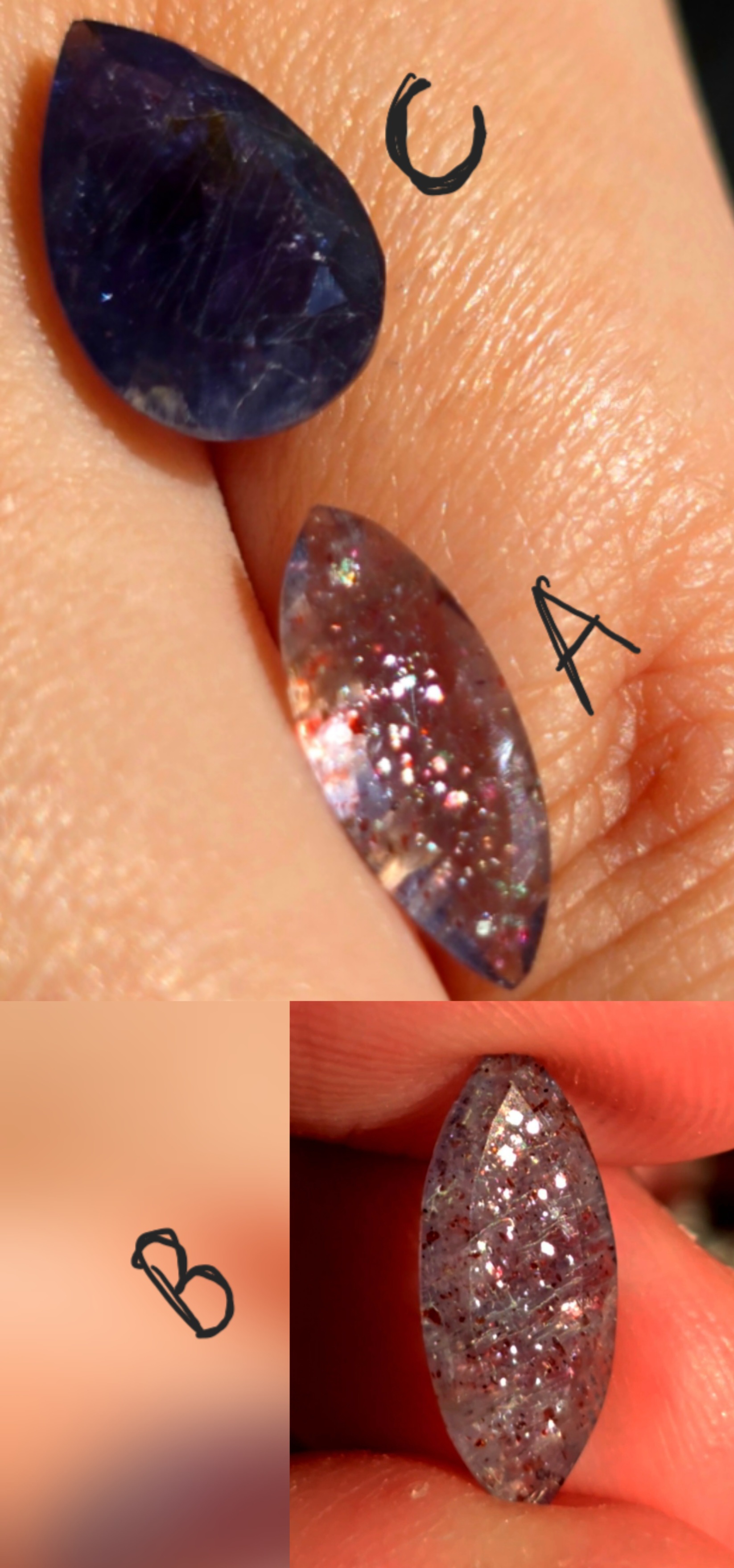 3 beauties -Bloodshot Iolite Ring CUSTOM Iolite Hematite Ring Marquise  thumbnail 3