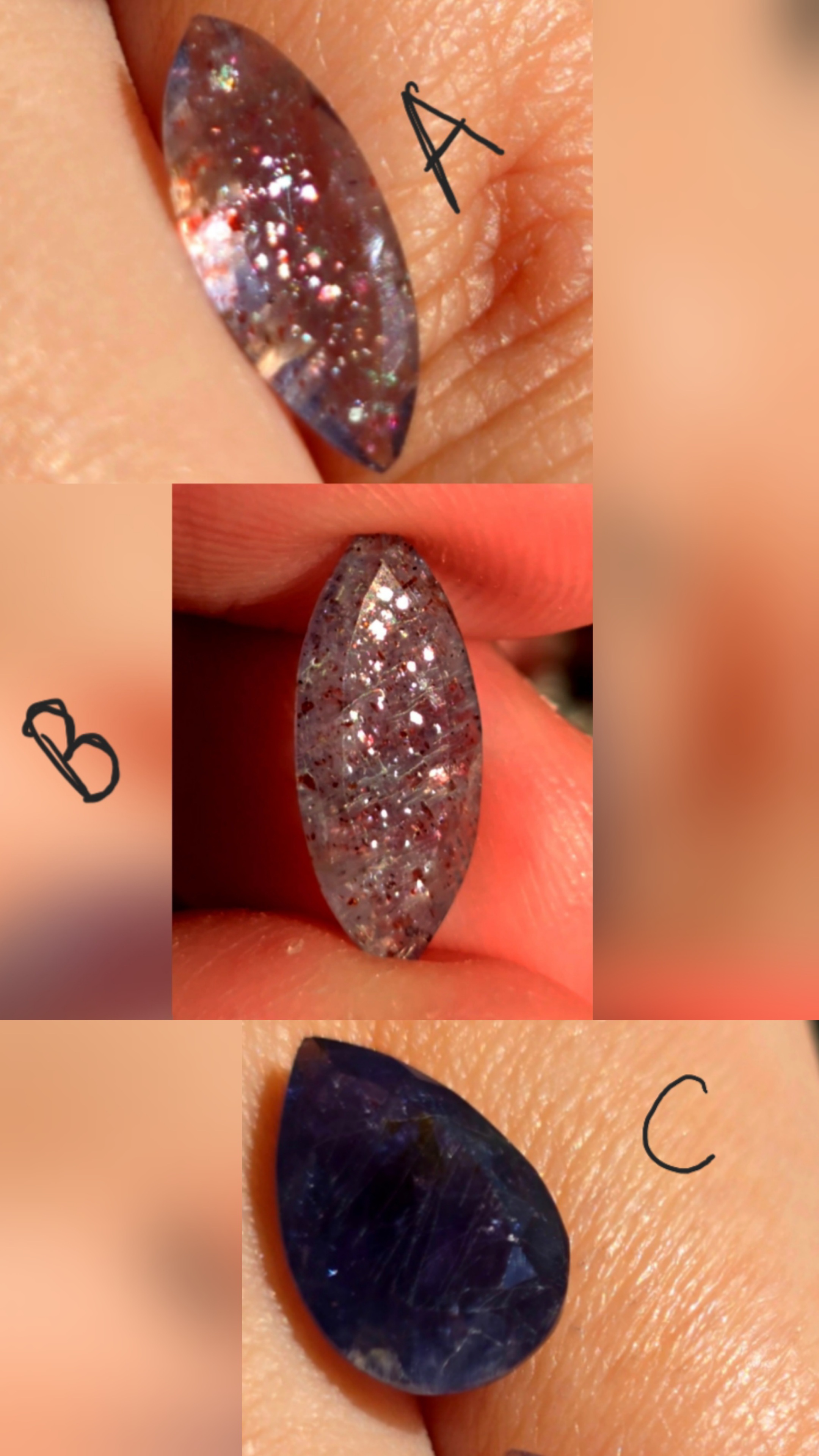 3 beauties -Bloodshot Iolite Ring CUSTOM Iolite Hematite Ring Marquise  thumbnail 4