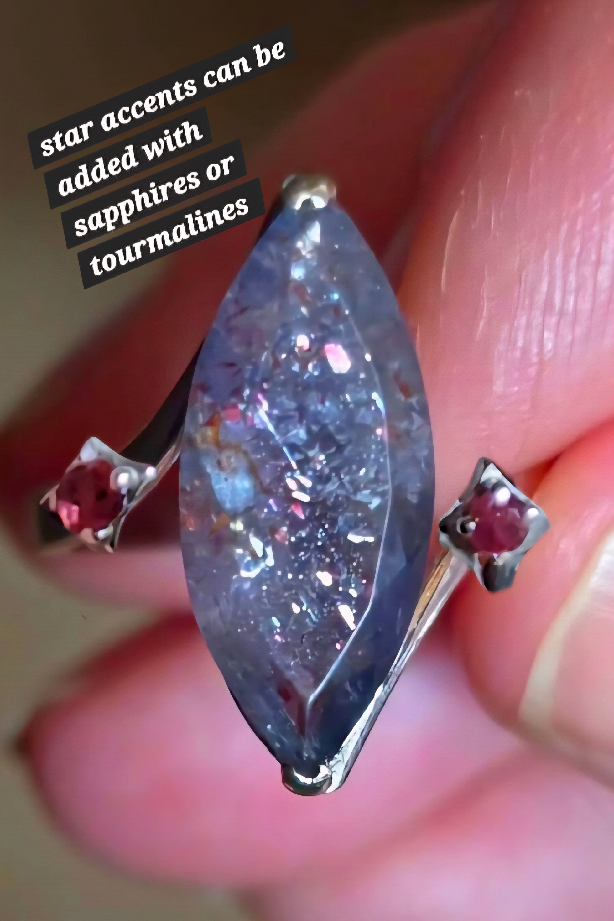 3 beauties -Bloodshot Iolite Ring CUSTOM Iolite Hematite Ring Marquise  thumbnail 6
