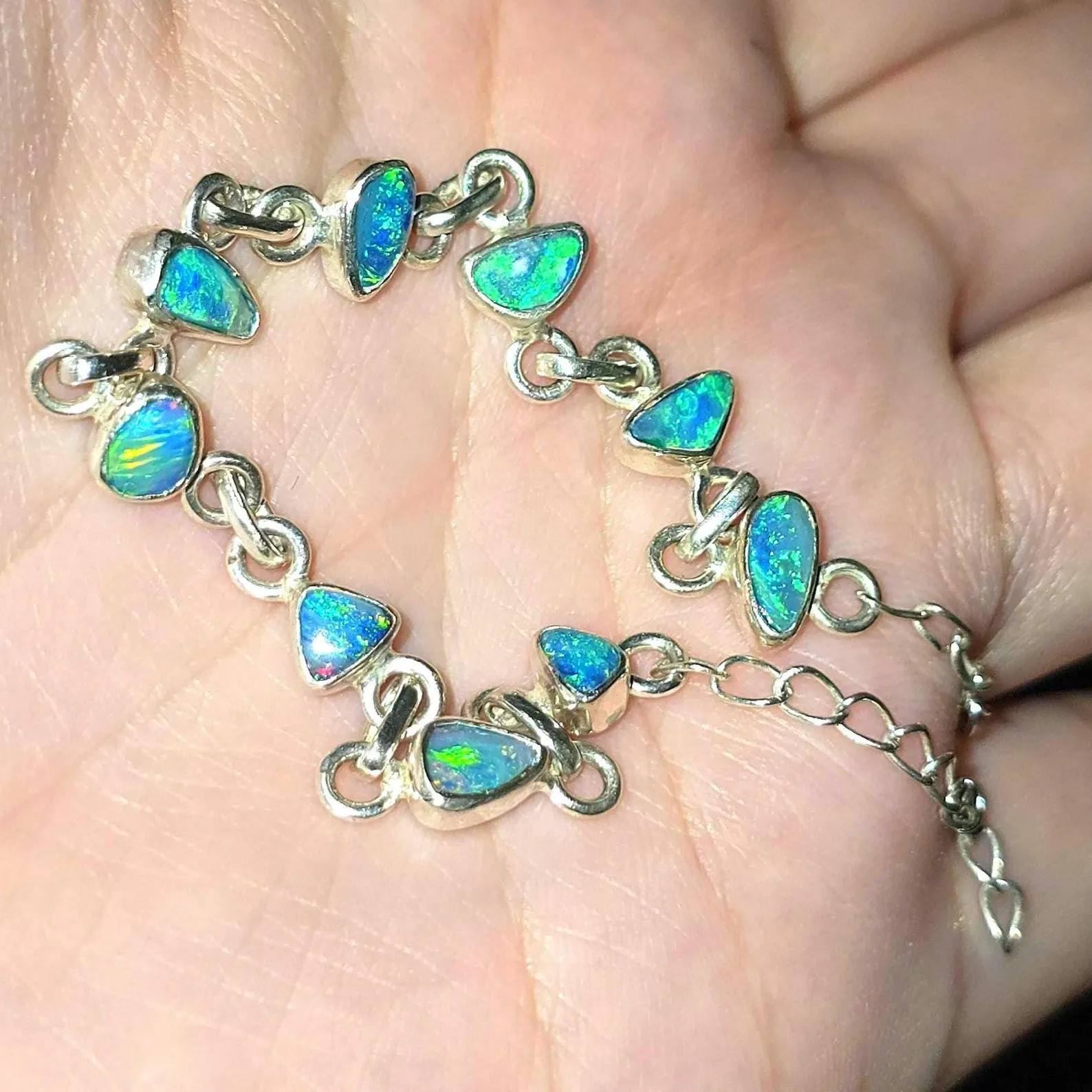 Australian Opal Doublet Bracelet Silver, Affordable & Stunning! thumbnail 10