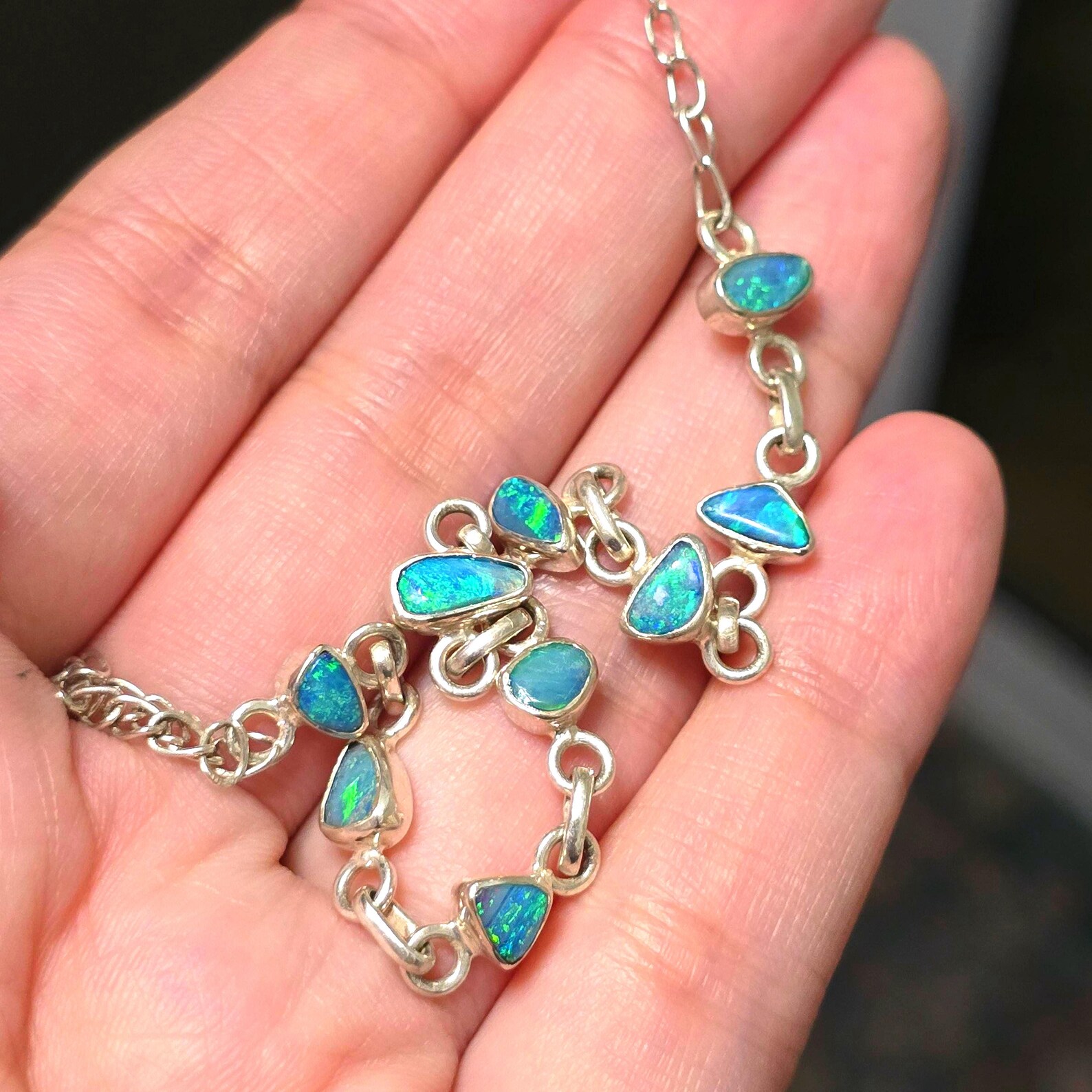 Australian Opal Doublet Bracelet Silver, Affordable & Stunning! thumbnail 11
