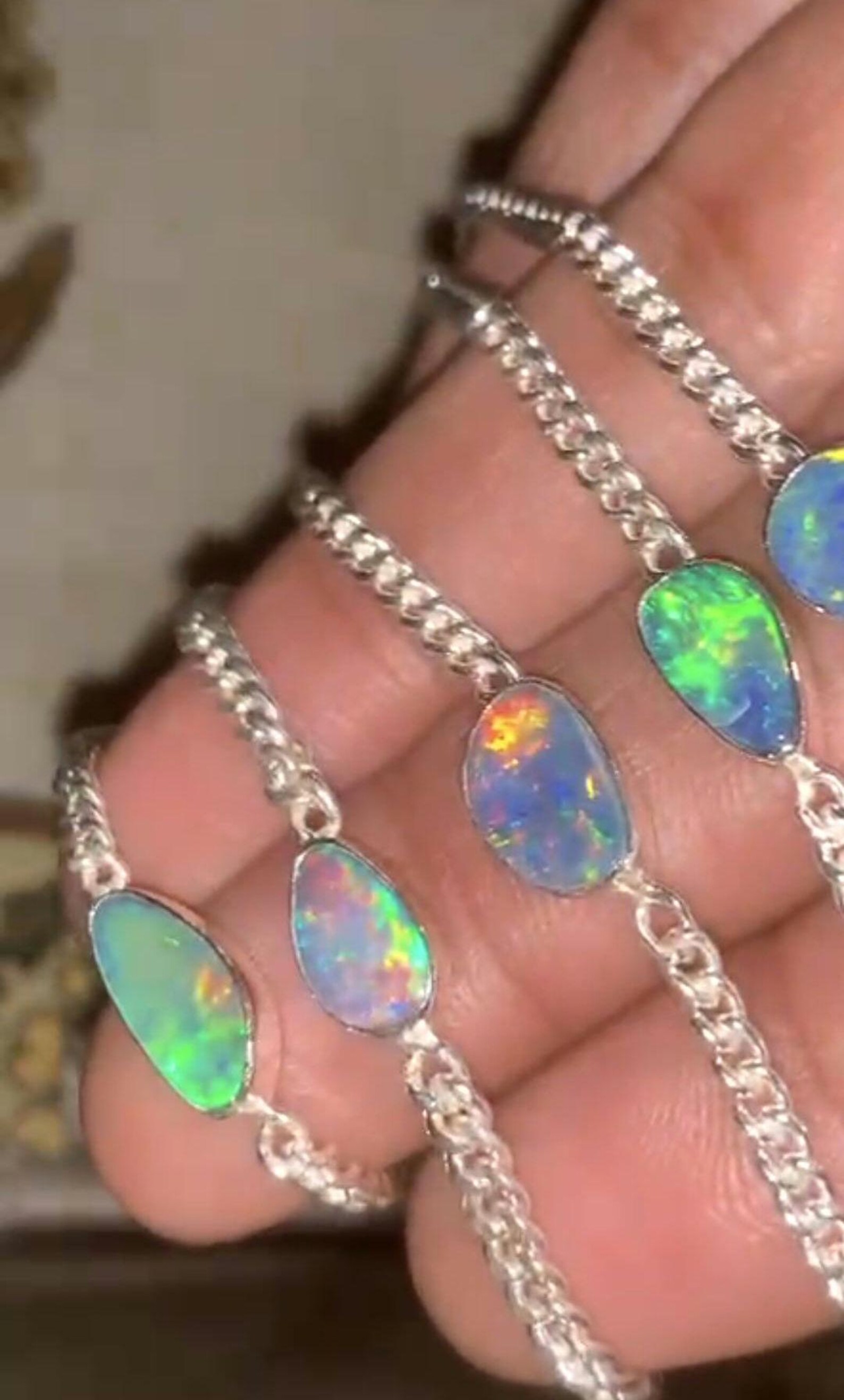 Australian Opal Doublet Bracelet Silver, Affordable & Stunning! thumbnail 8