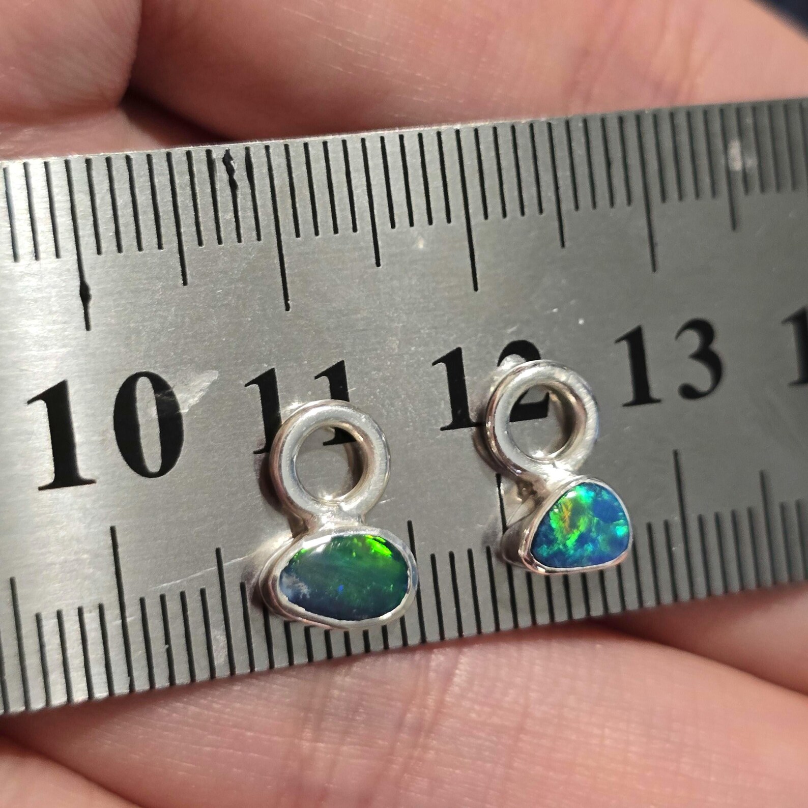 Natural Australian Opal Hoops 925 sterling silver 4 thumbnail 14