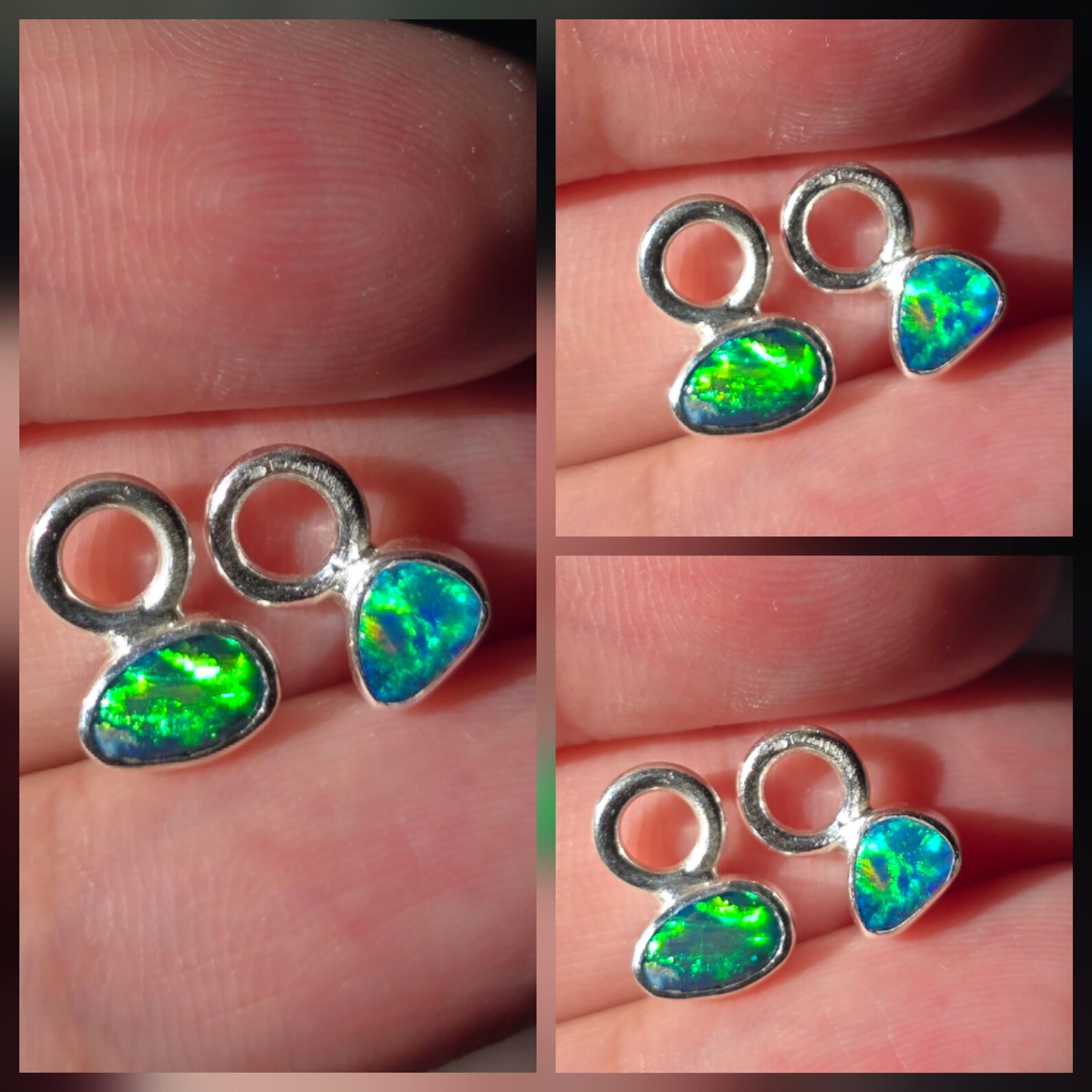 Natural Australian Opal Hoops 925 sterling silver 4 thumbnail 10